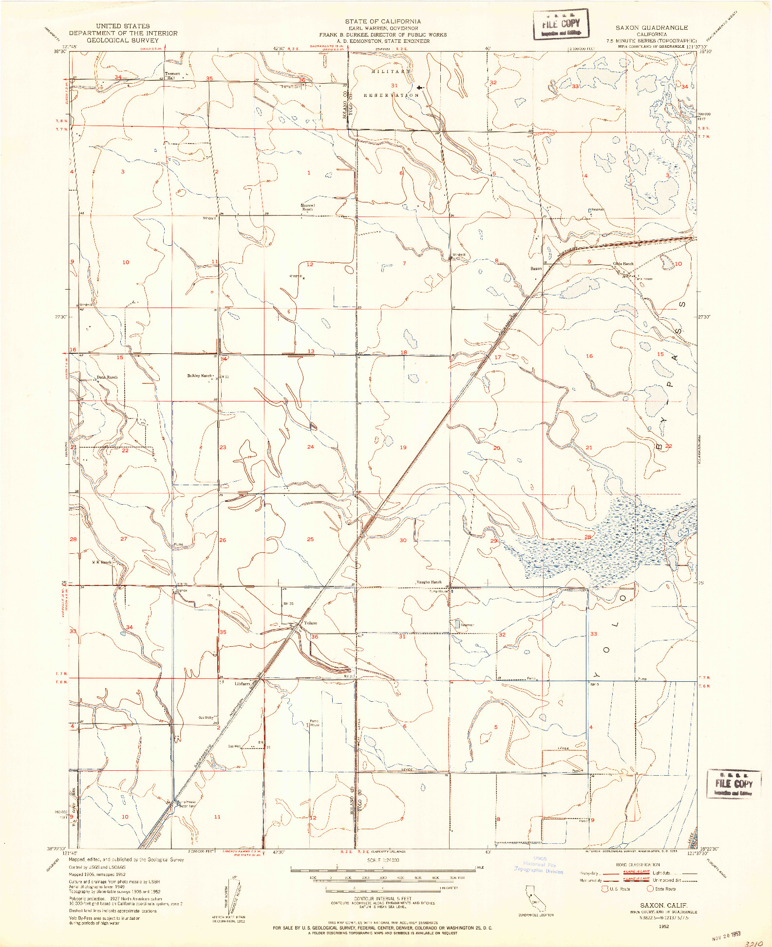 USGS 1:24000-SCALE QUADRANGLE FOR SAXON, CA 1952