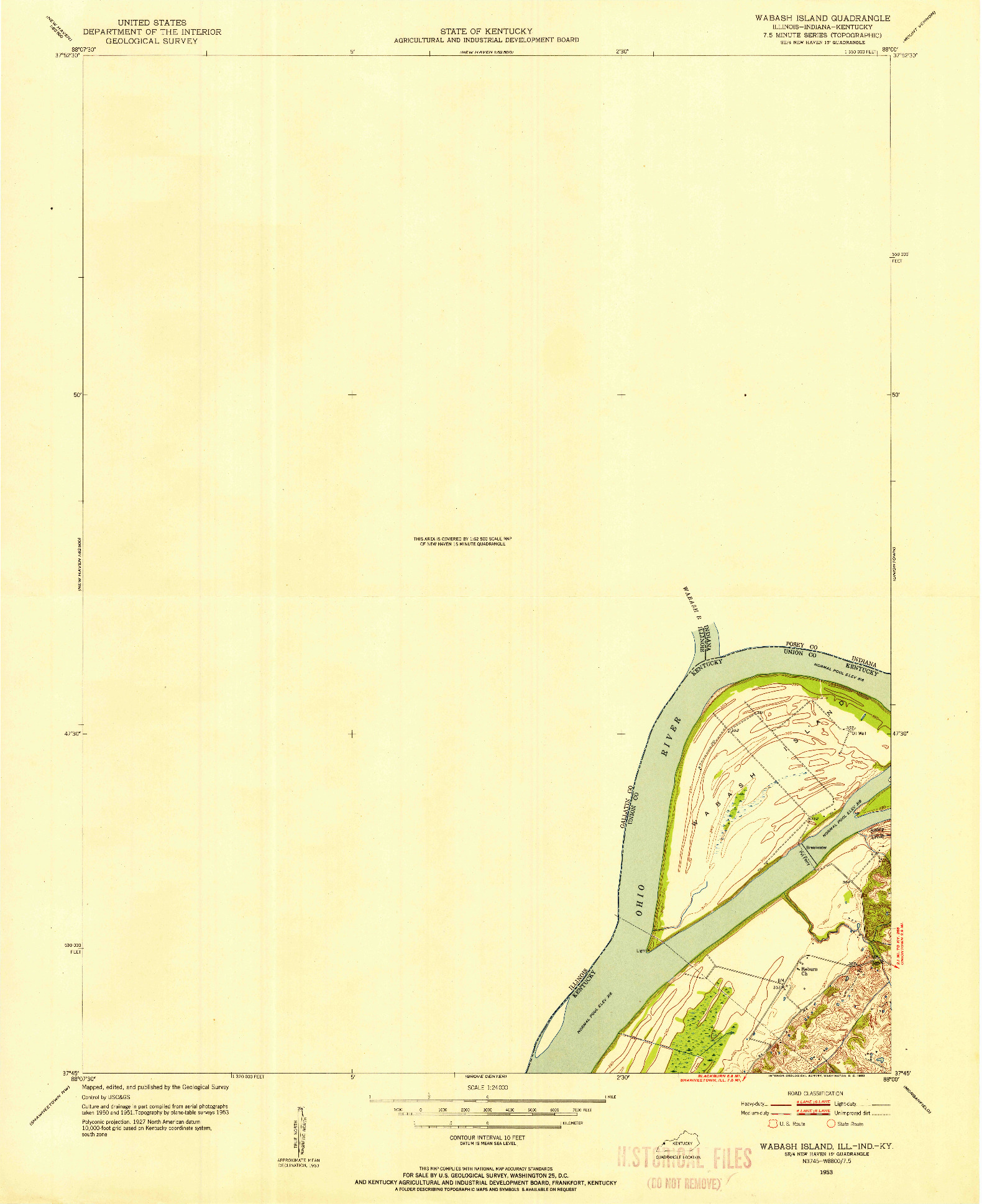 USGS 1:24000-SCALE QUADRANGLE FOR WABASH ISLAND, IL 1953