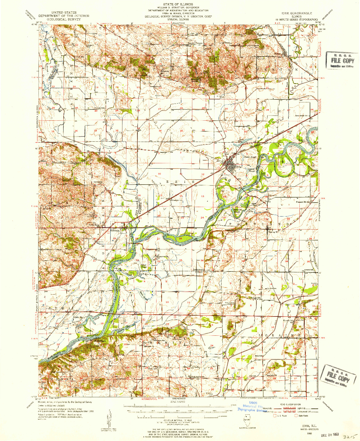 USGS 1:62500-SCALE QUADRANGLE FOR ERIE, IL 1952