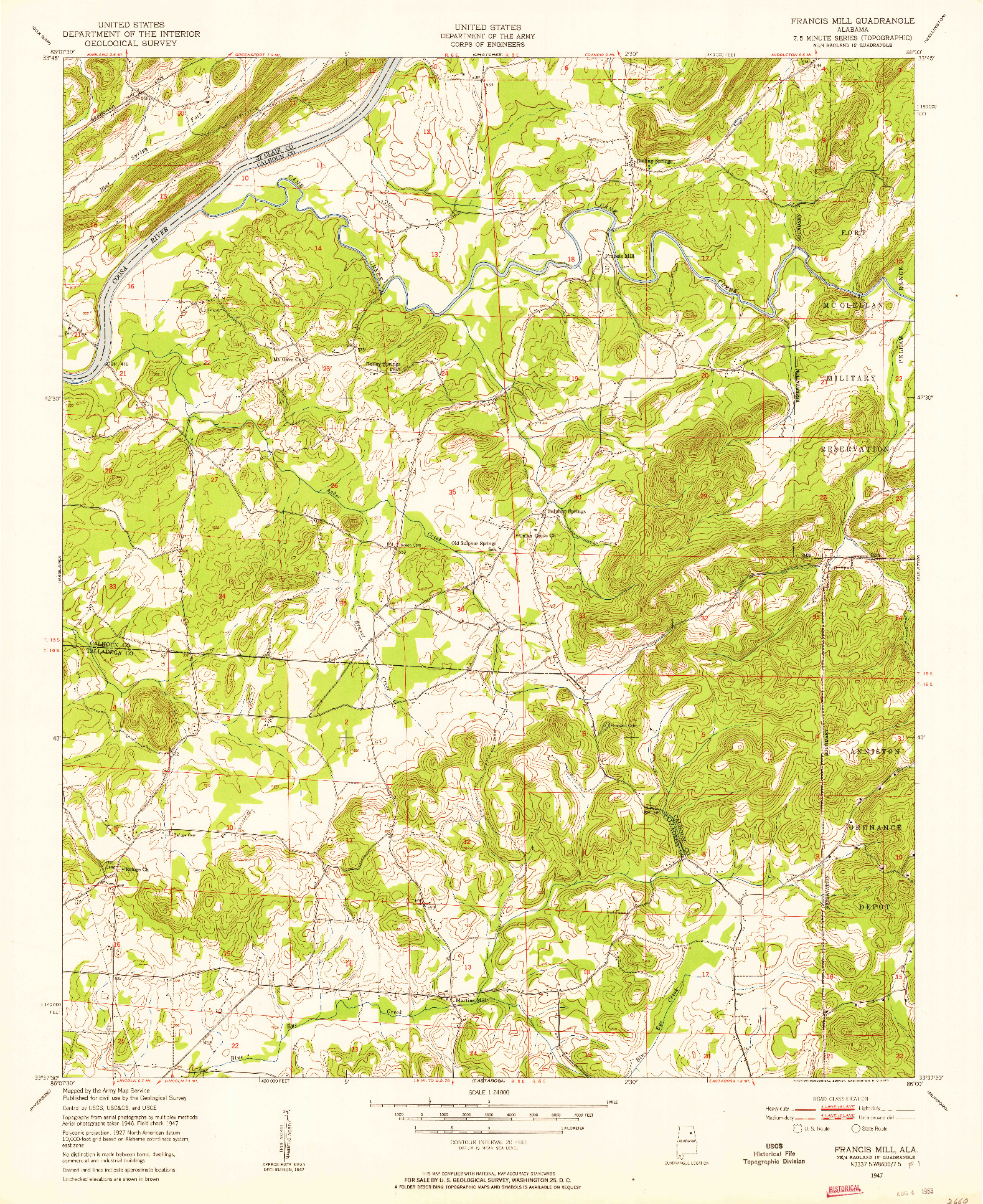 USGS 1:24000-SCALE QUADRANGLE FOR FRANCIS MILL, AL 1947