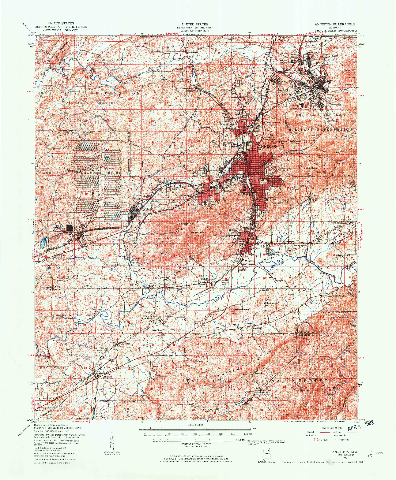 USGS 1:62500-SCALE QUADRANGLE FOR ANNISTON, AL 1950