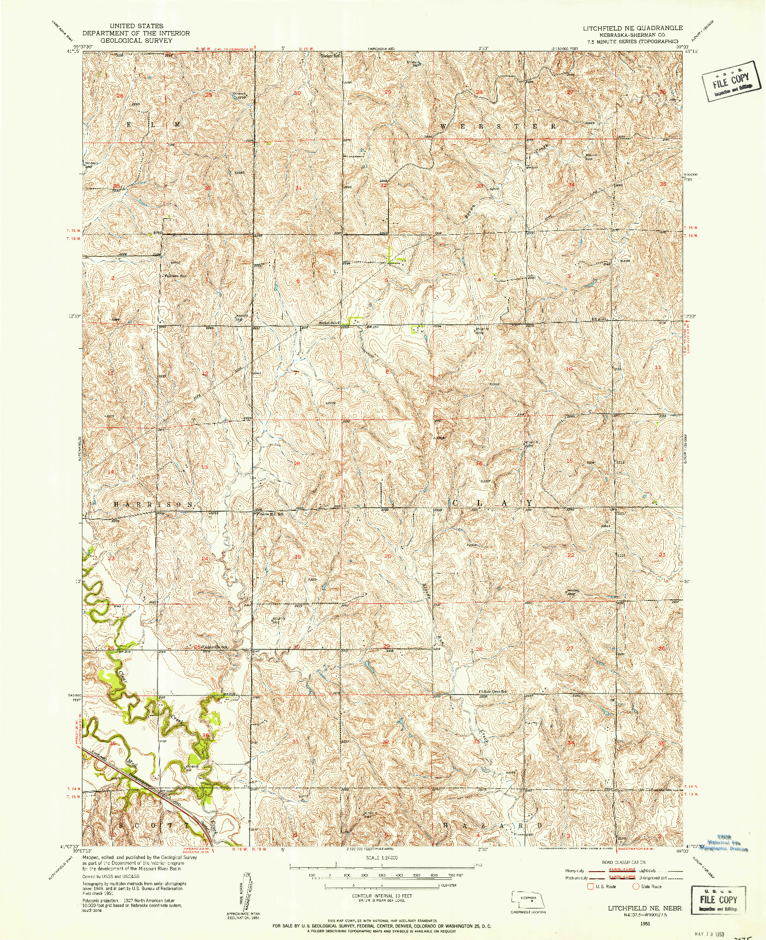 USGS 1:24000-SCALE QUADRANGLE FOR LITCHFIELD NE, NE 1951