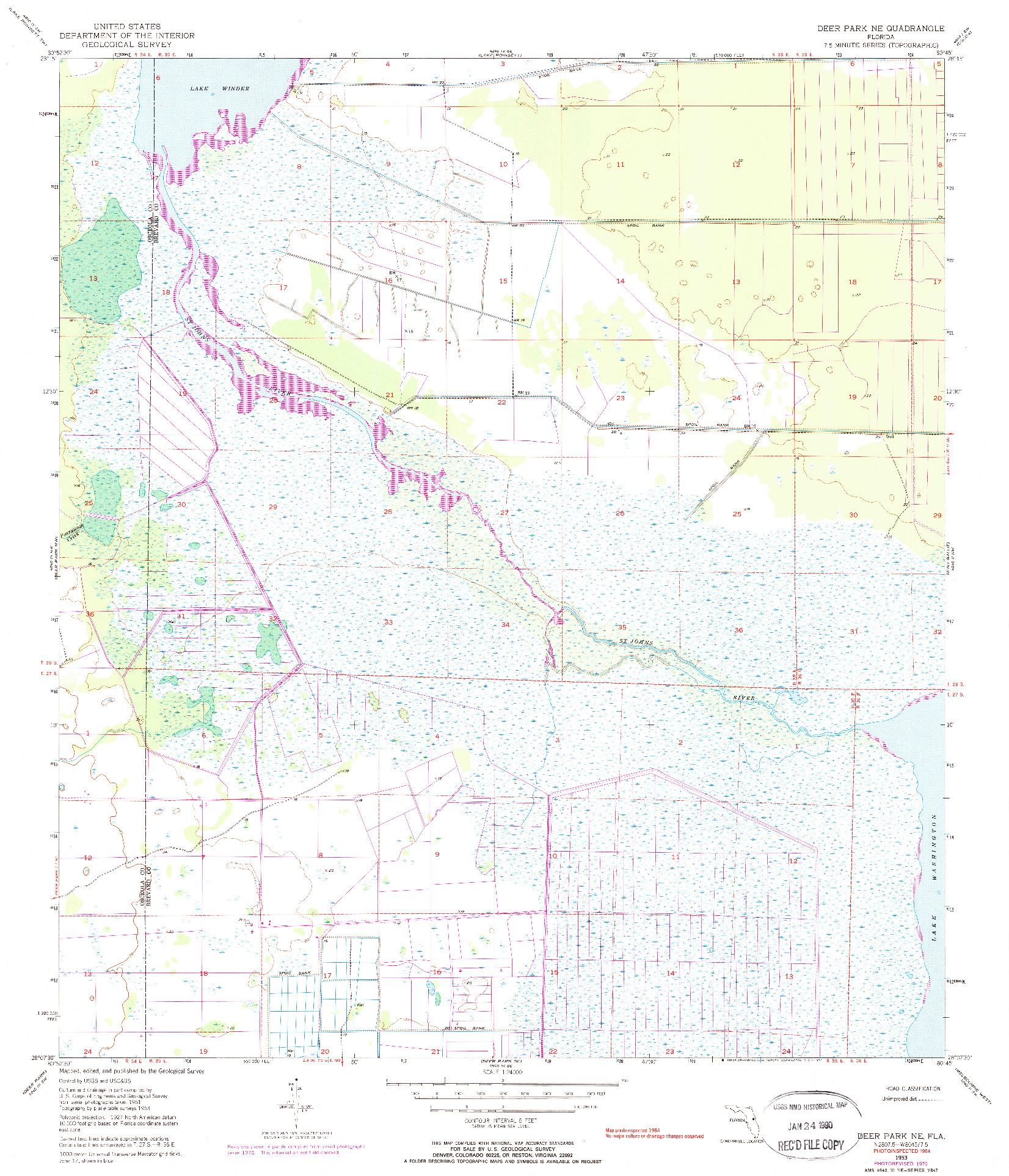 USGS 1:24000-SCALE QUADRANGLE FOR DEER PARK NE, FL 1953