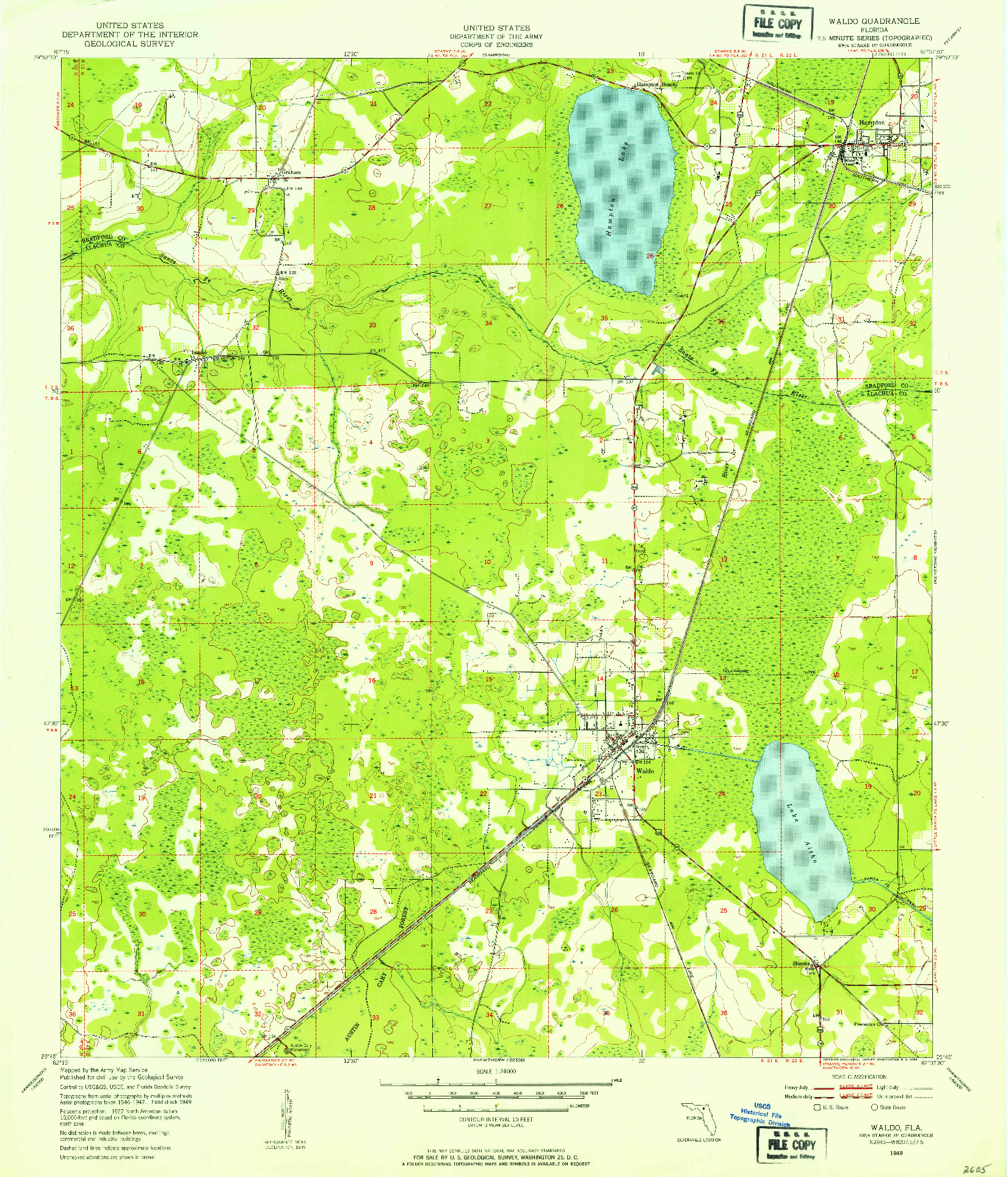 USGS 1:24000-SCALE QUADRANGLE FOR WALDO, FL 1949