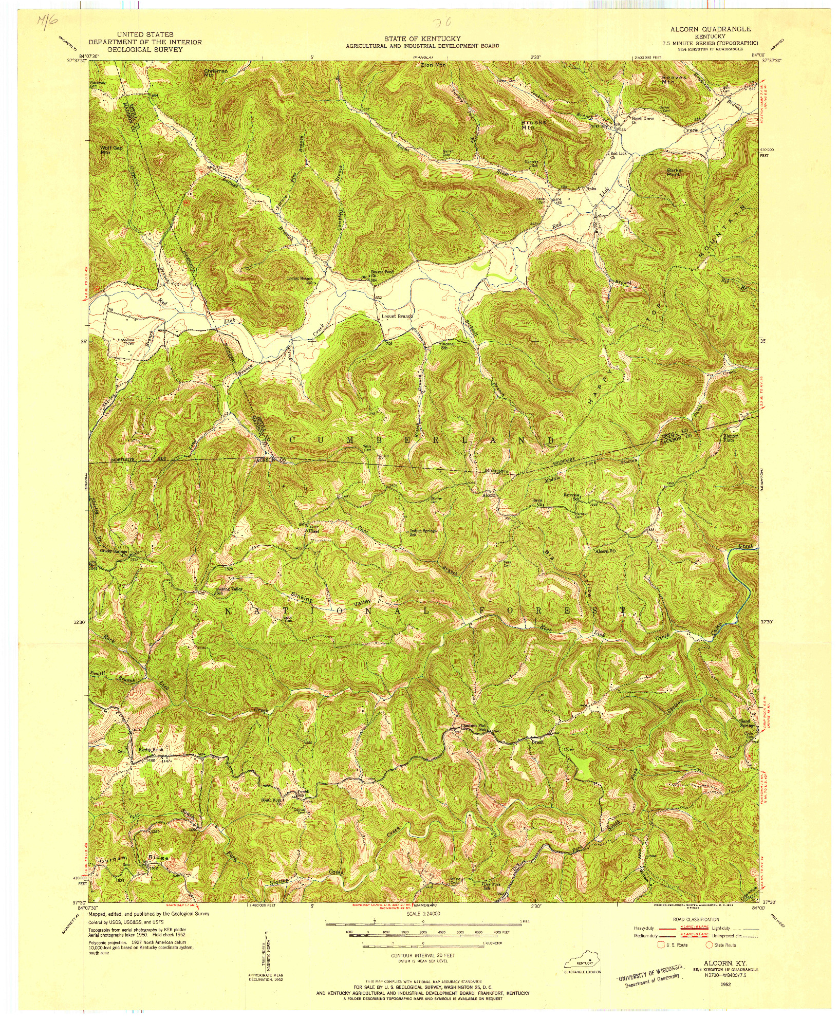 USGS 1:24000-SCALE QUADRANGLE FOR ALCORN, KY 1952