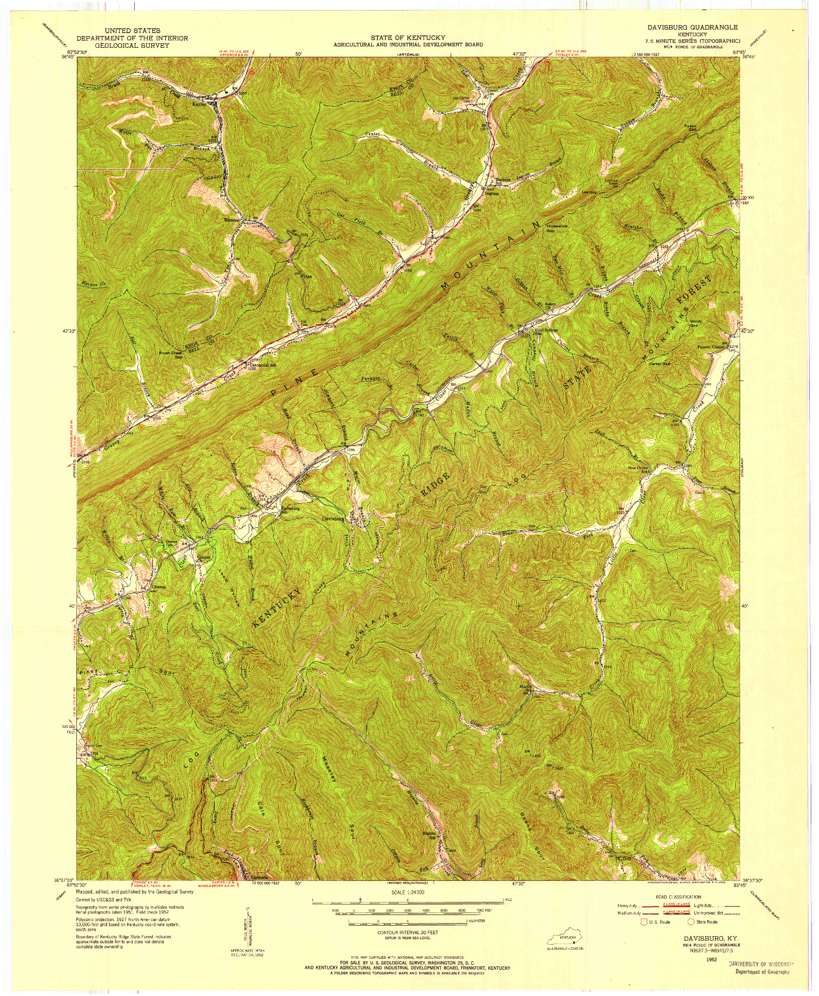 USGS 1:24000-SCALE QUADRANGLE FOR DAVISBURG, KY 1952
