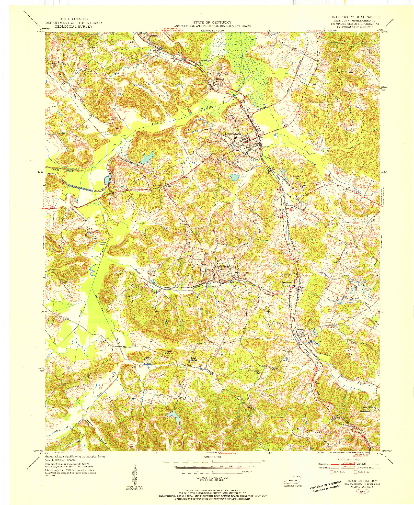 USGS 1:24000-SCALE QUADRANGLE FOR DRAKESBORO, KY 1953