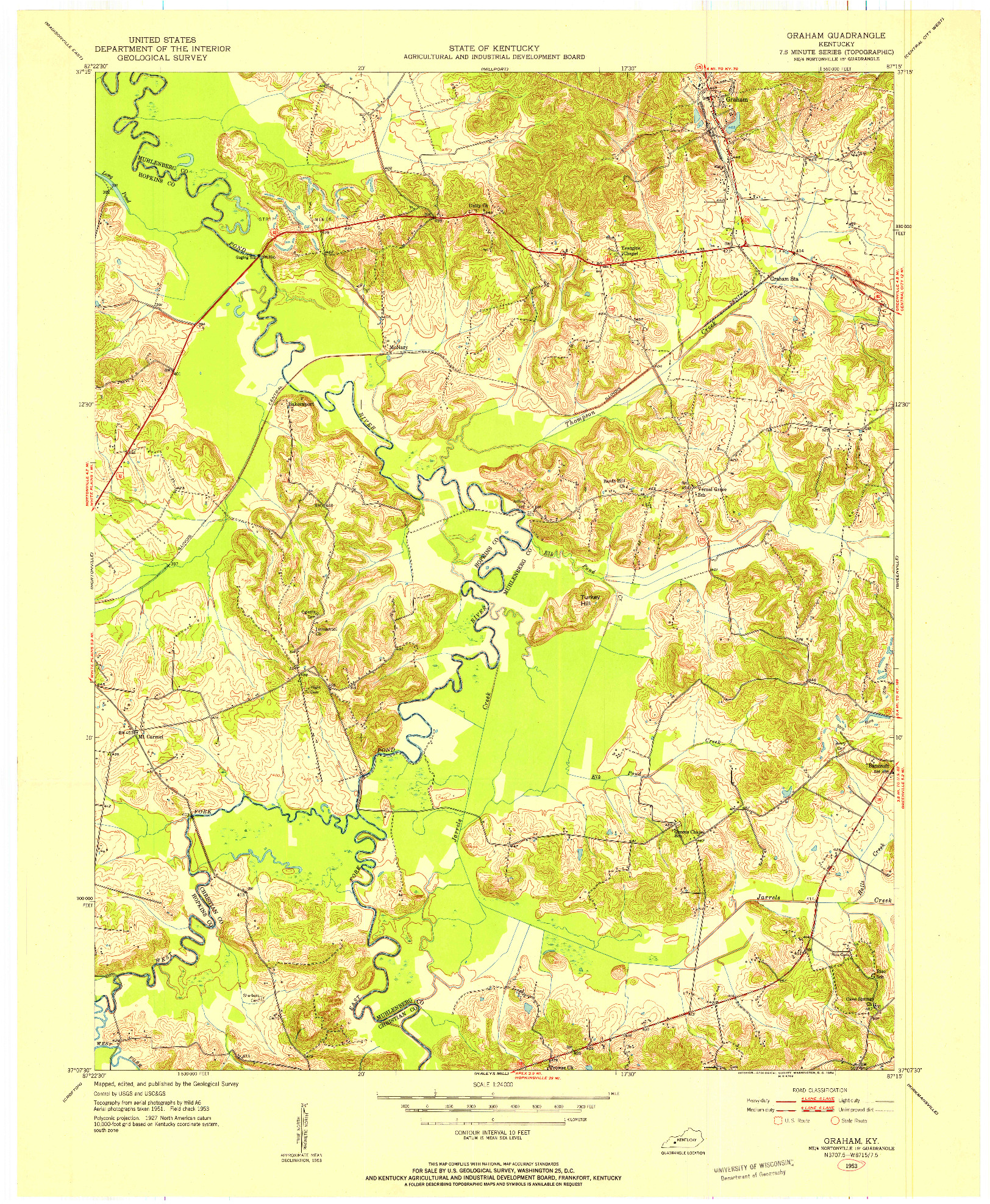 USGS 1:24000-SCALE QUADRANGLE FOR GRAHAM, KY 1953