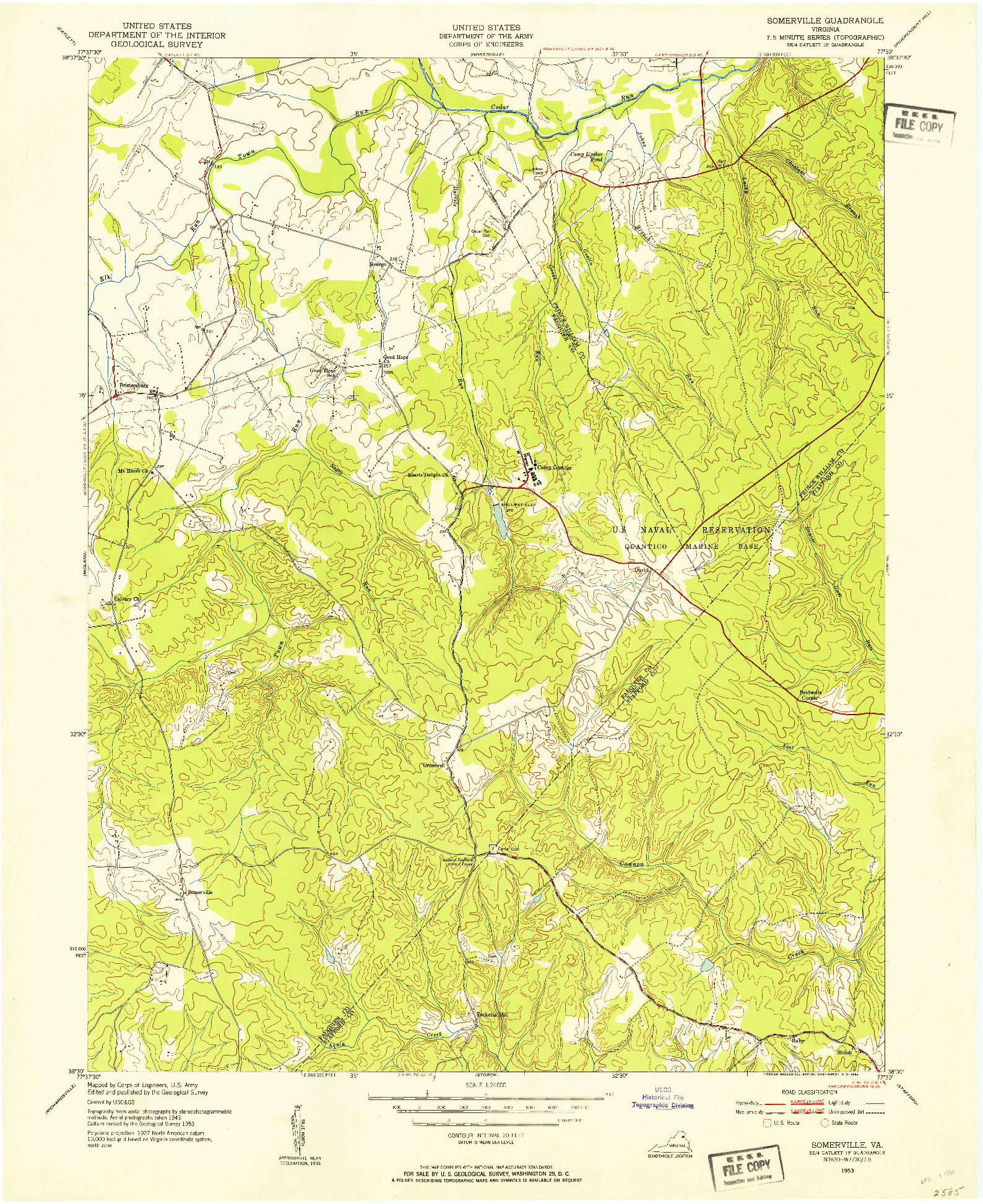 USGS 1:24000-SCALE QUADRANGLE FOR SOMERVILLE, VA 1953