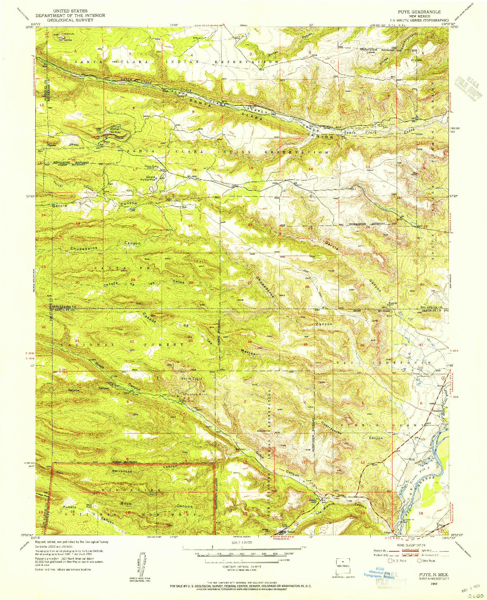 USGS 1:24000-SCALE QUADRANGLE FOR PUYE, NM 1952