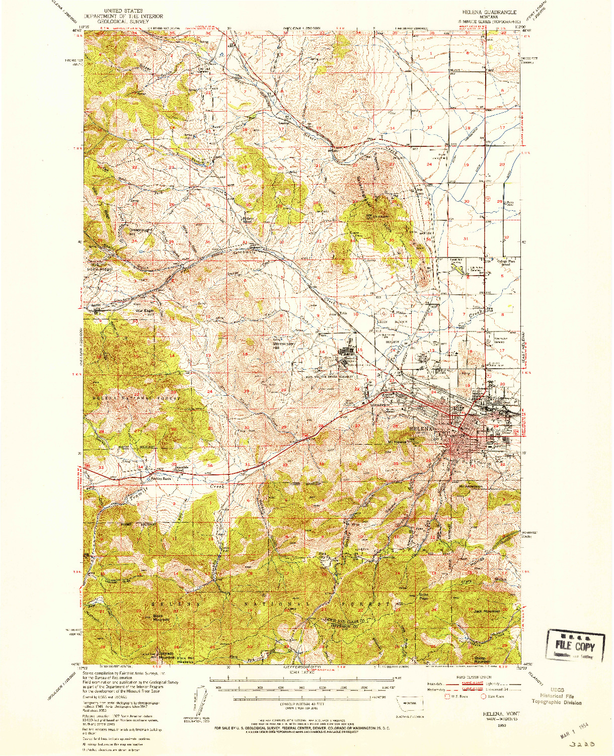 USGS 1:62500-SCALE QUADRANGLE FOR HELENA, MT 1950