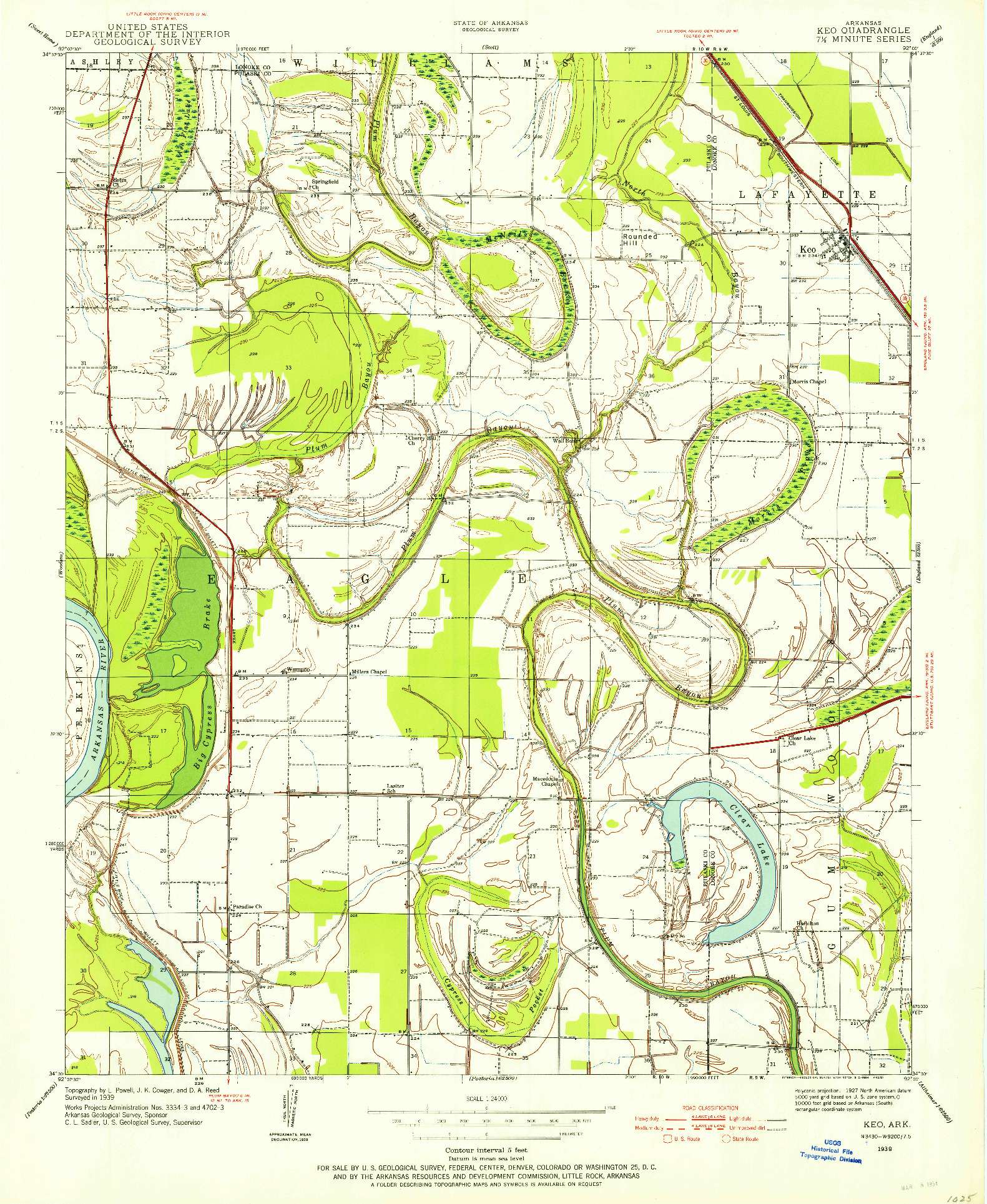USGS 1:24000-SCALE QUADRANGLE FOR KEO, AR 1939