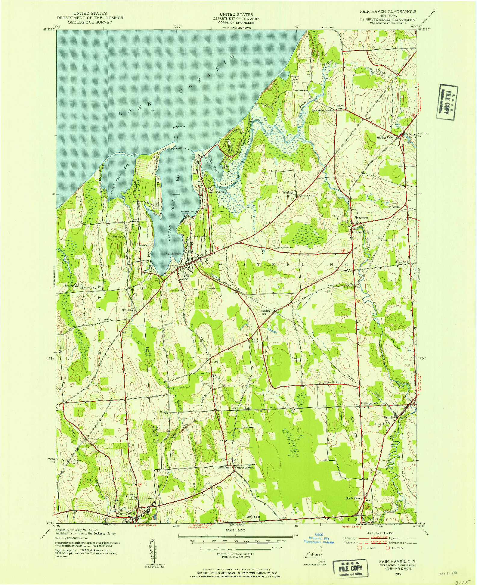 USGS 1:24000-SCALE QUADRANGLE FOR FAIR HAVEN, NY 1943