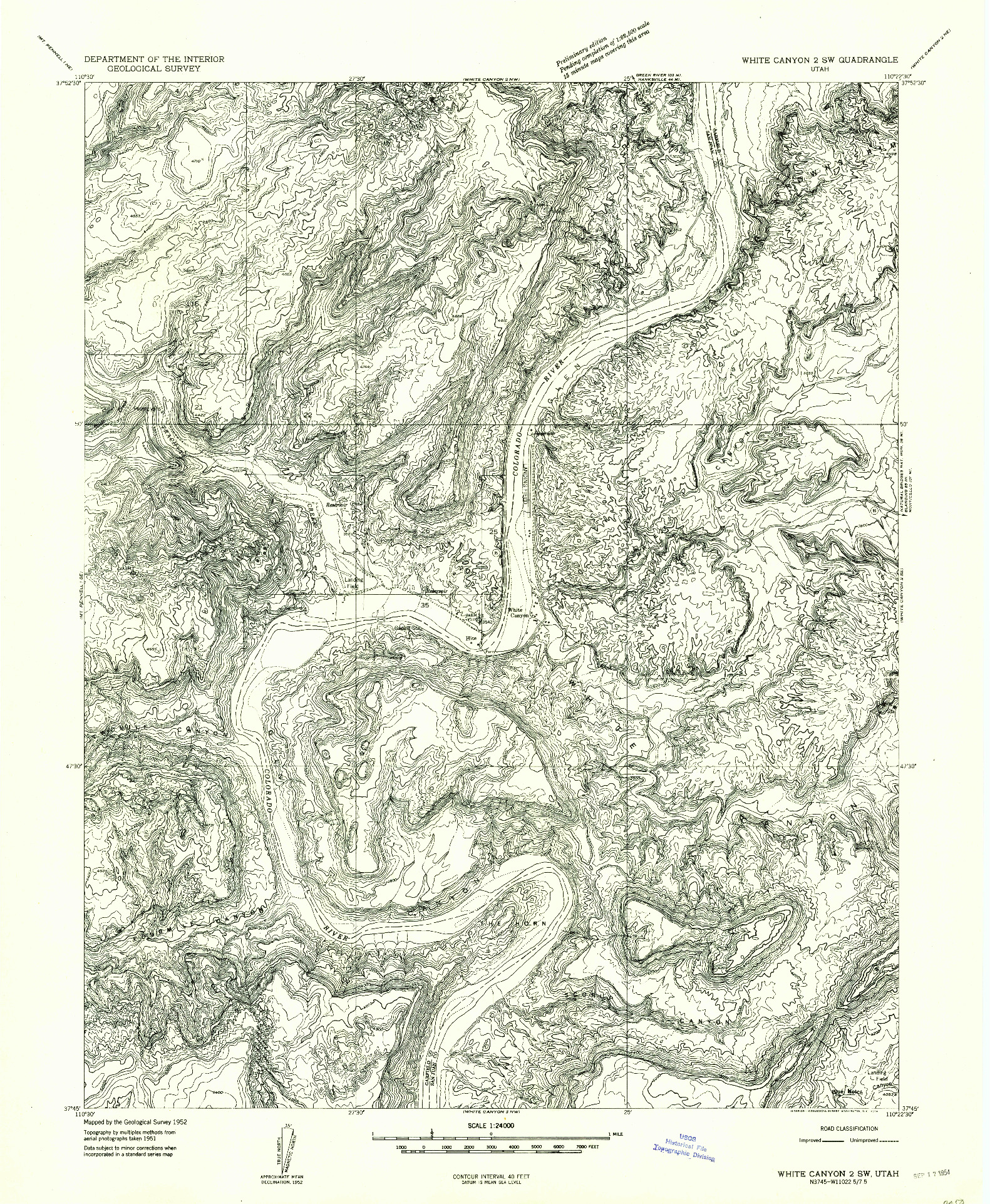 USGS 1:24000-SCALE QUADRANGLE FOR WHITE CANYON 2 SW, UT 1954