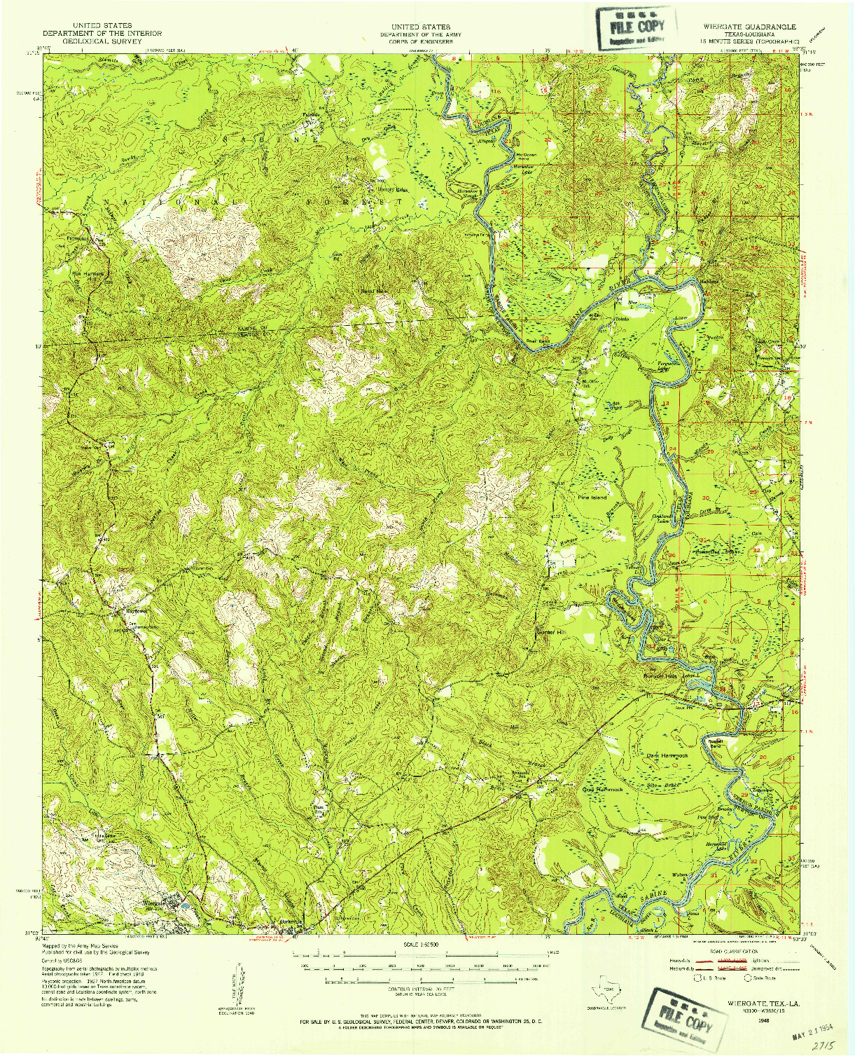 USGS 1:62500-SCALE QUADRANGLE FOR WIERGATE, TX 1948