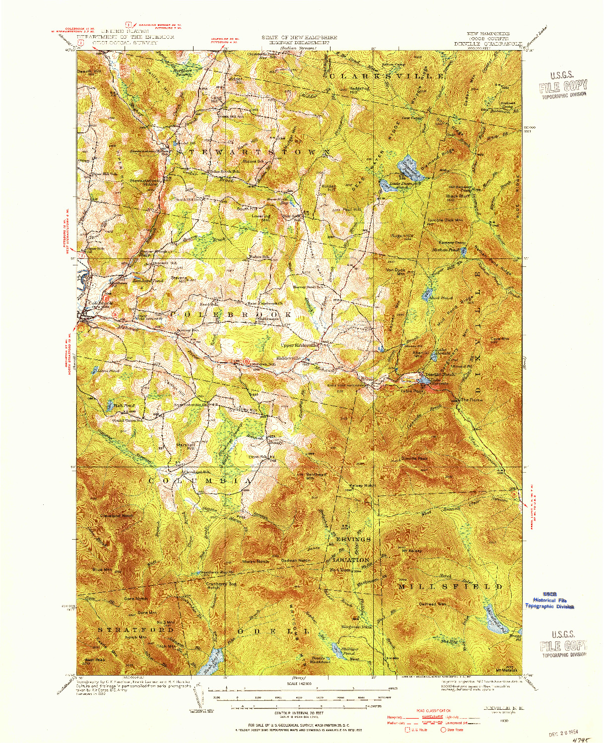 USGS 1:62500-SCALE QUADRANGLE FOR DIXVILLE, NH 1930