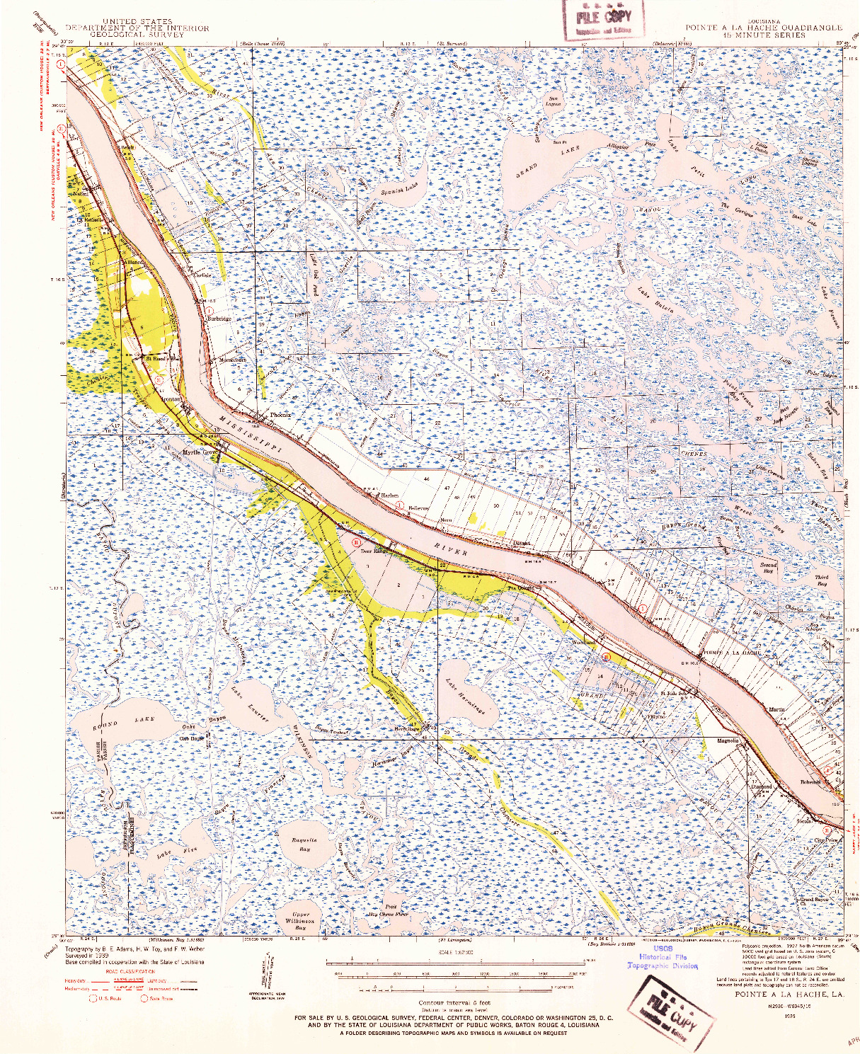 USGS 1:62500-SCALE QUADRANGLE FOR POINTE A LA HACHE, LA 1939