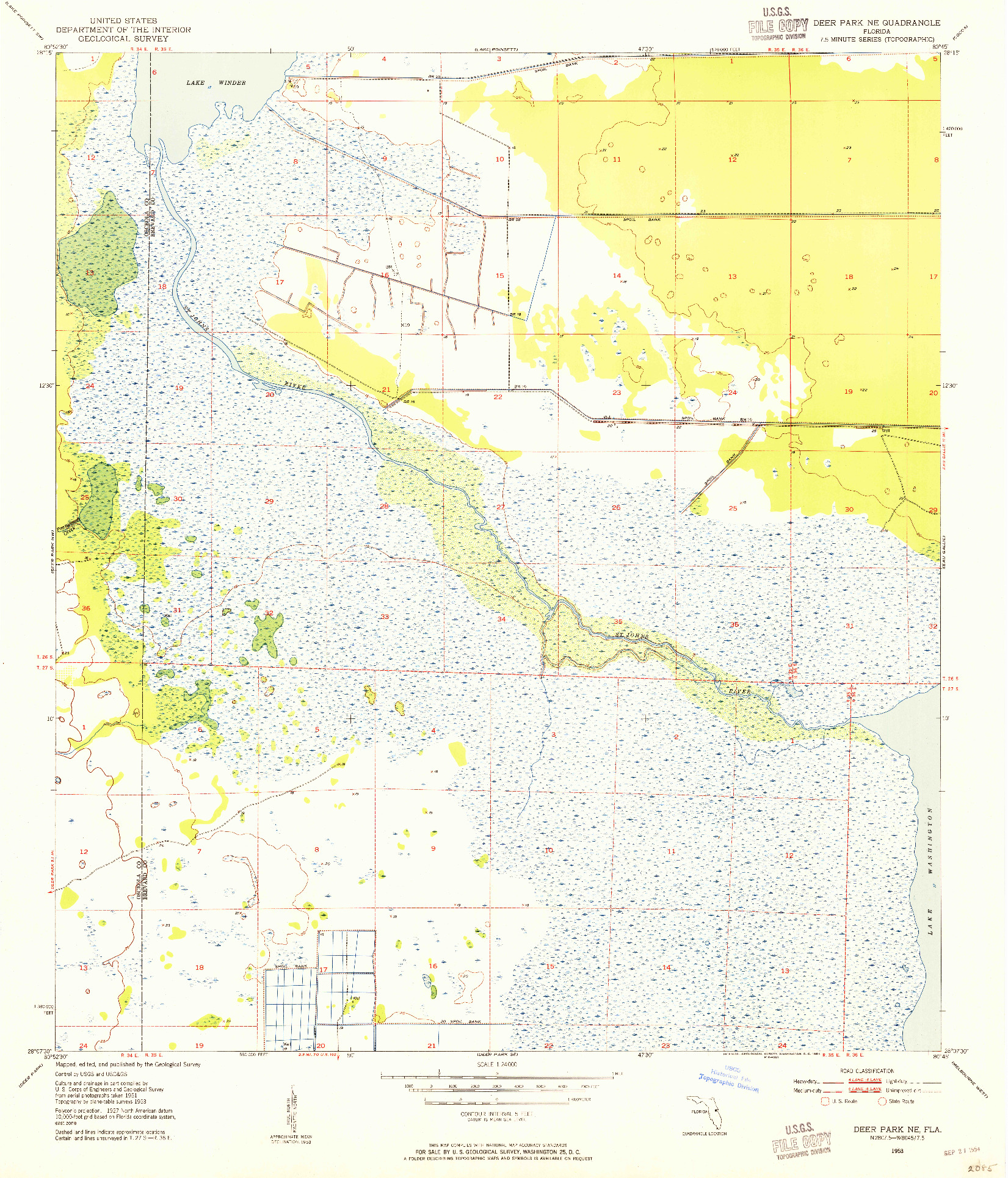 USGS 1:24000-SCALE QUADRANGLE FOR DEER PARK NE, FL 1953