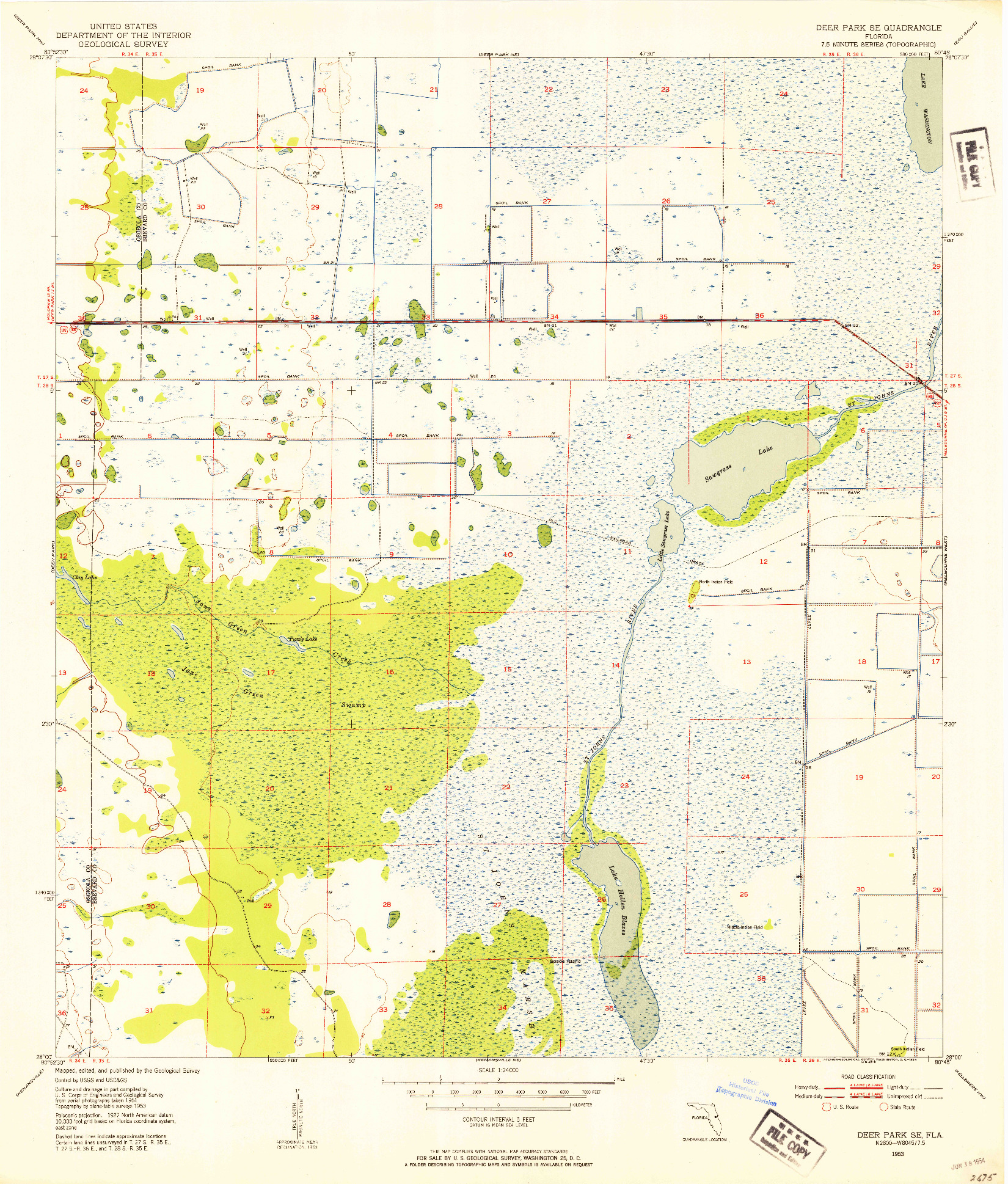 USGS 1:24000-SCALE QUADRANGLE FOR DEER PARK SE, FL 1953