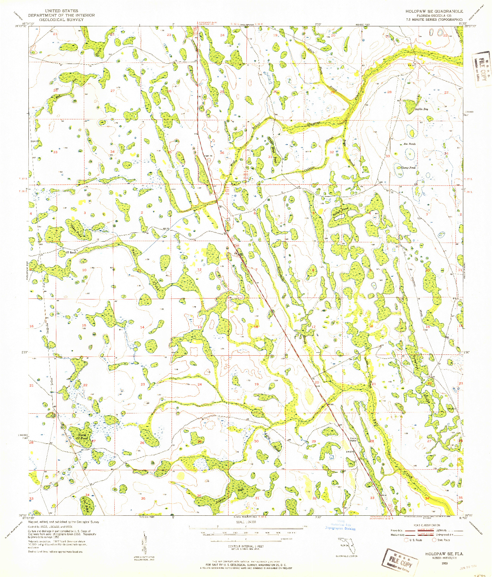 USGS 1:24000-SCALE QUADRANGLE FOR HOLOPAW SE, FL 1953