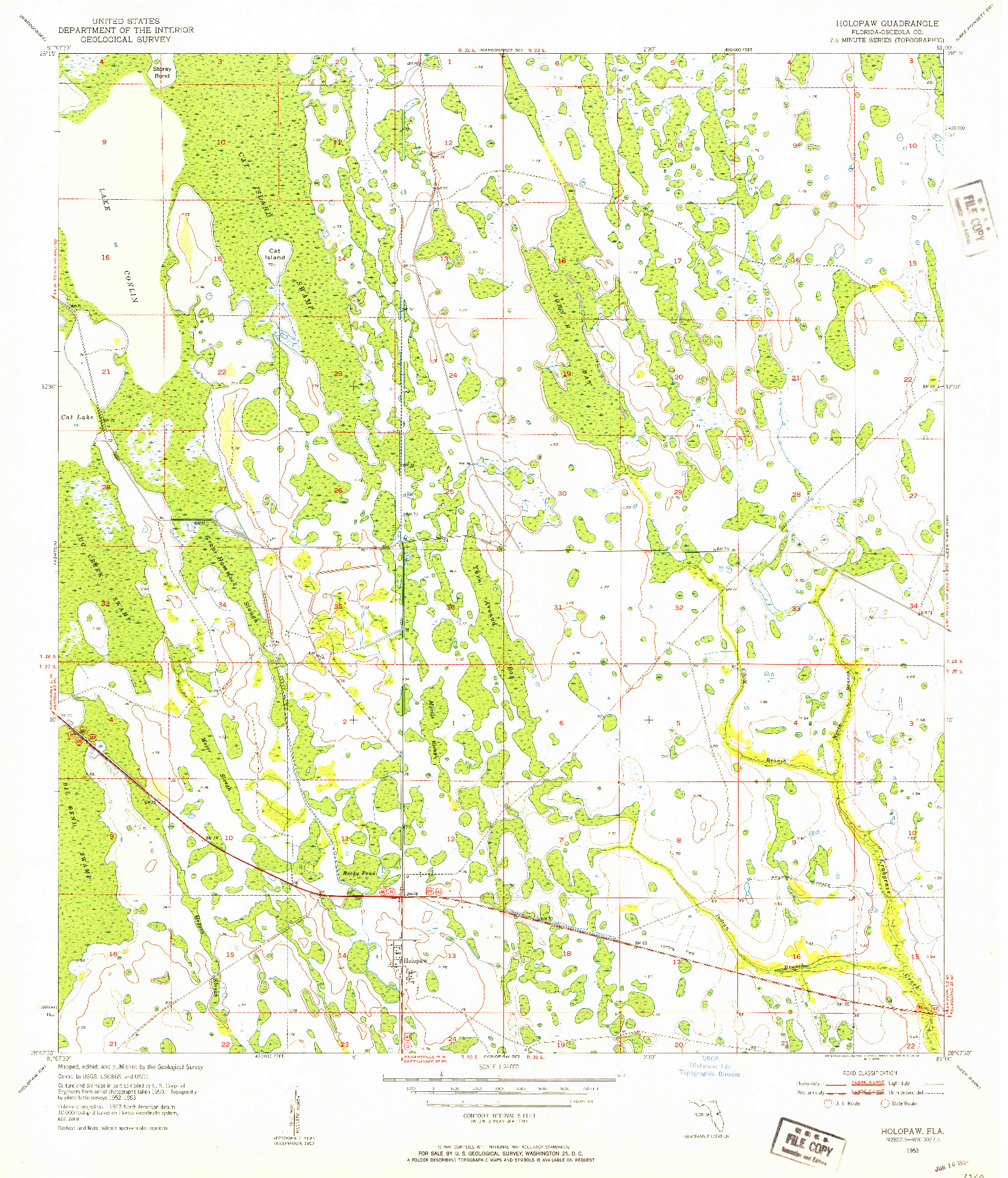 USGS 1:24000-SCALE QUADRANGLE FOR HOLOPAW, FL 1953