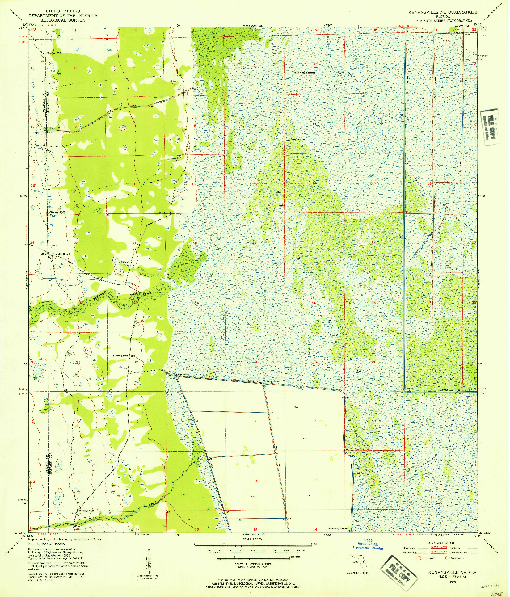 USGS 1:24000-SCALE QUADRANGLE FOR KENANSVILLE NE, FL 1953