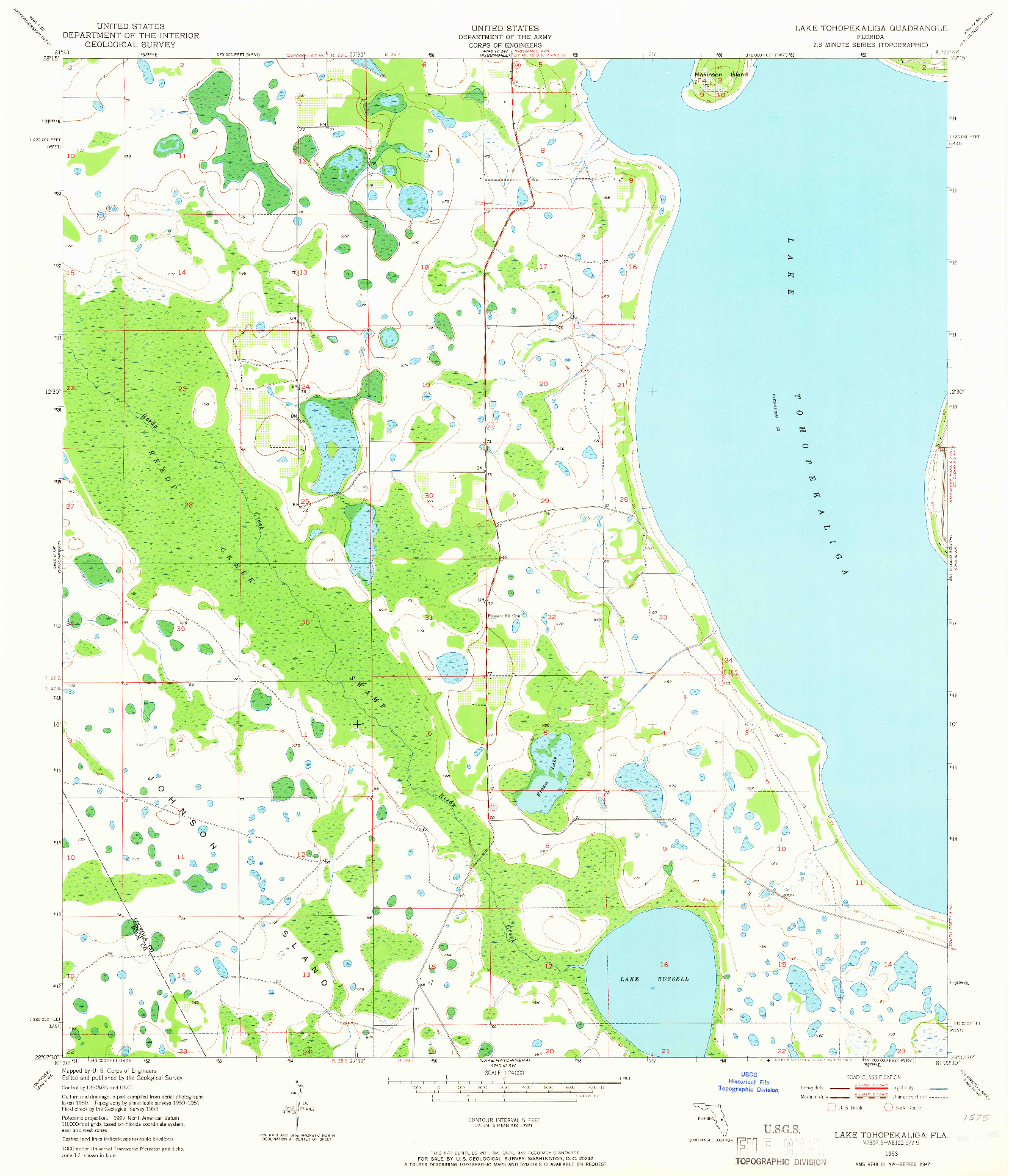 USGS 1:24000-SCALE QUADRANGLE FOR LAKE TOHOPEKALIGA, FL 1953