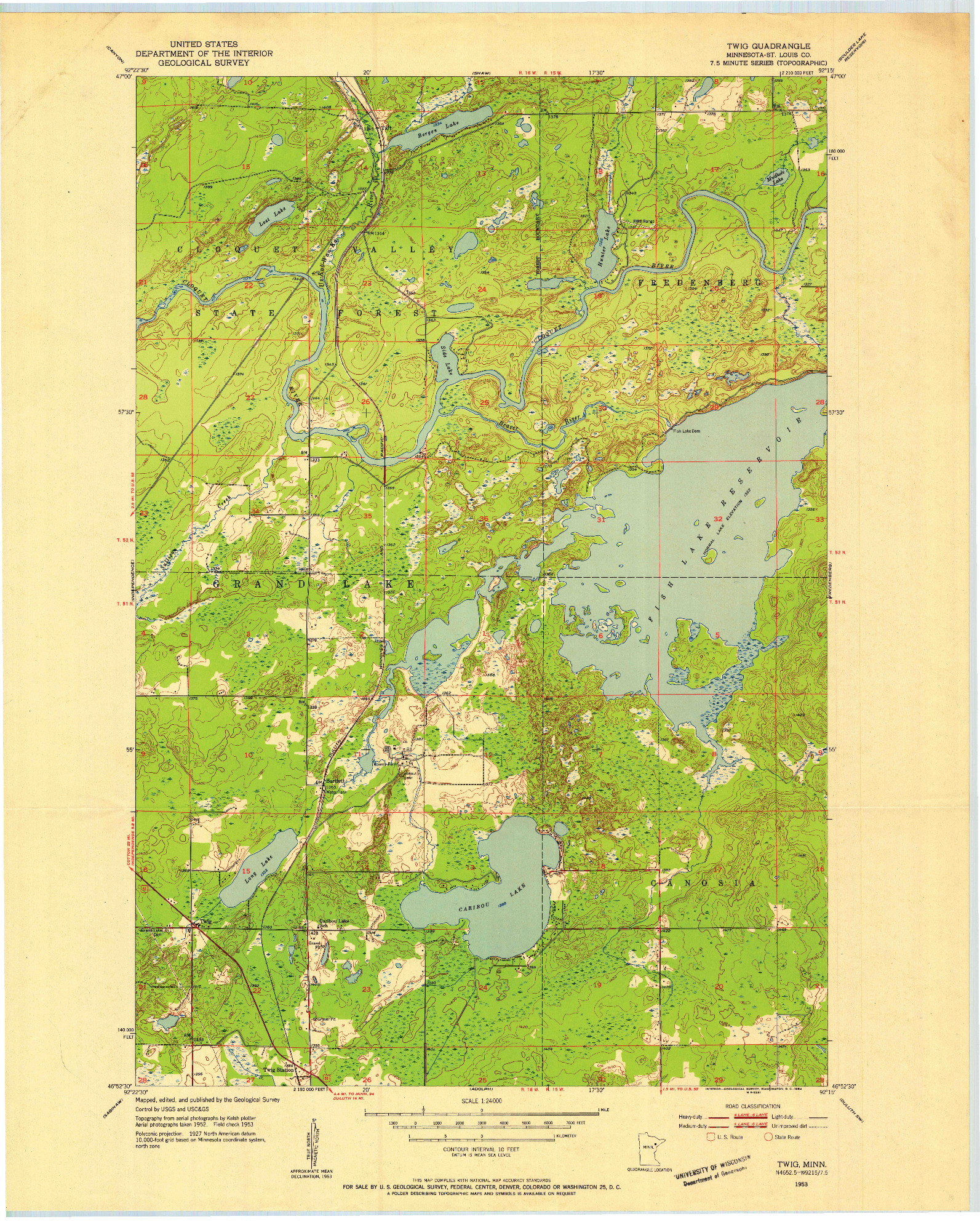 USGS 1:24000-SCALE QUADRANGLE FOR TWIG, MN 1953