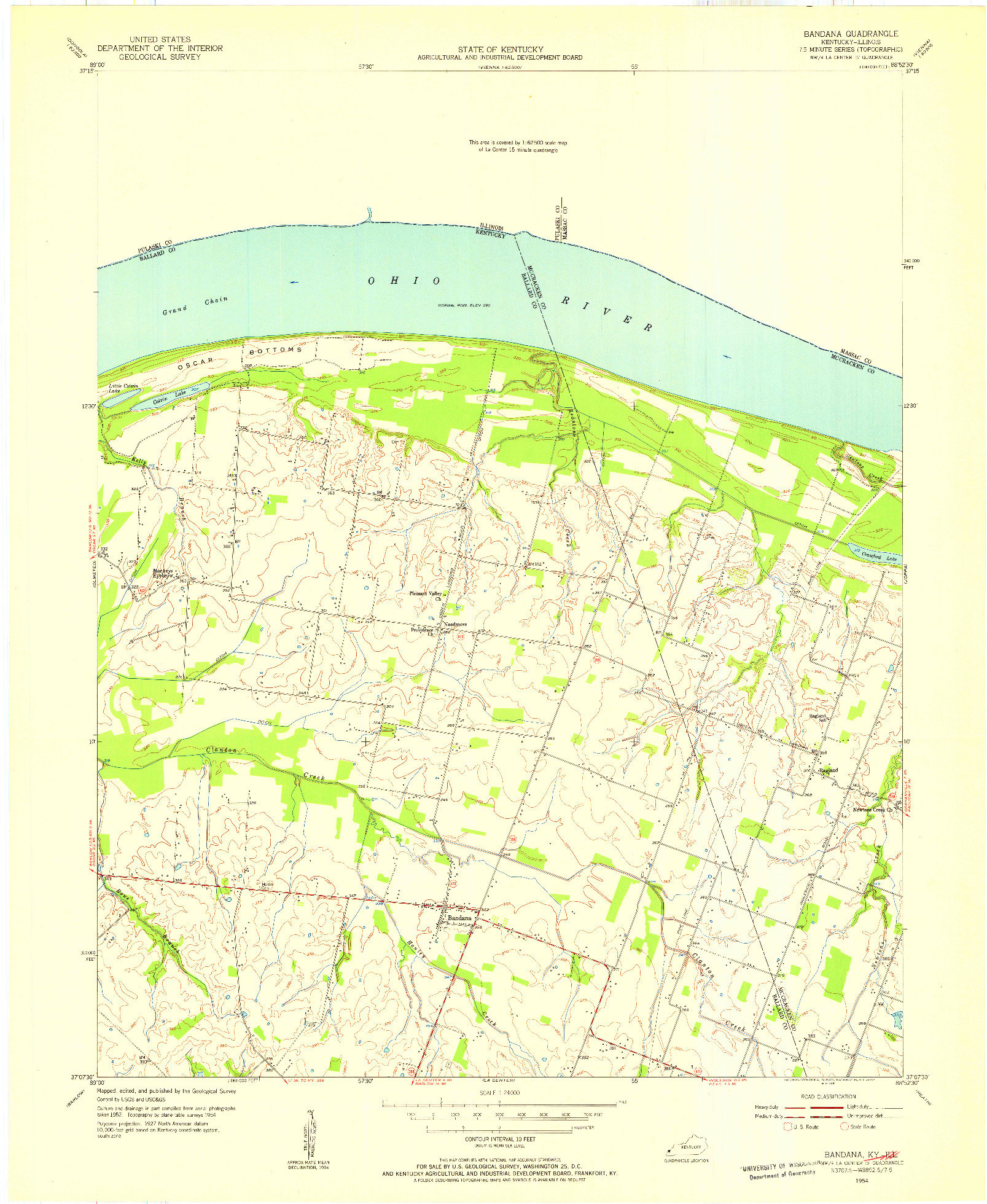 USGS 1:24000-SCALE QUADRANGLE FOR BANDANA, KY 1954