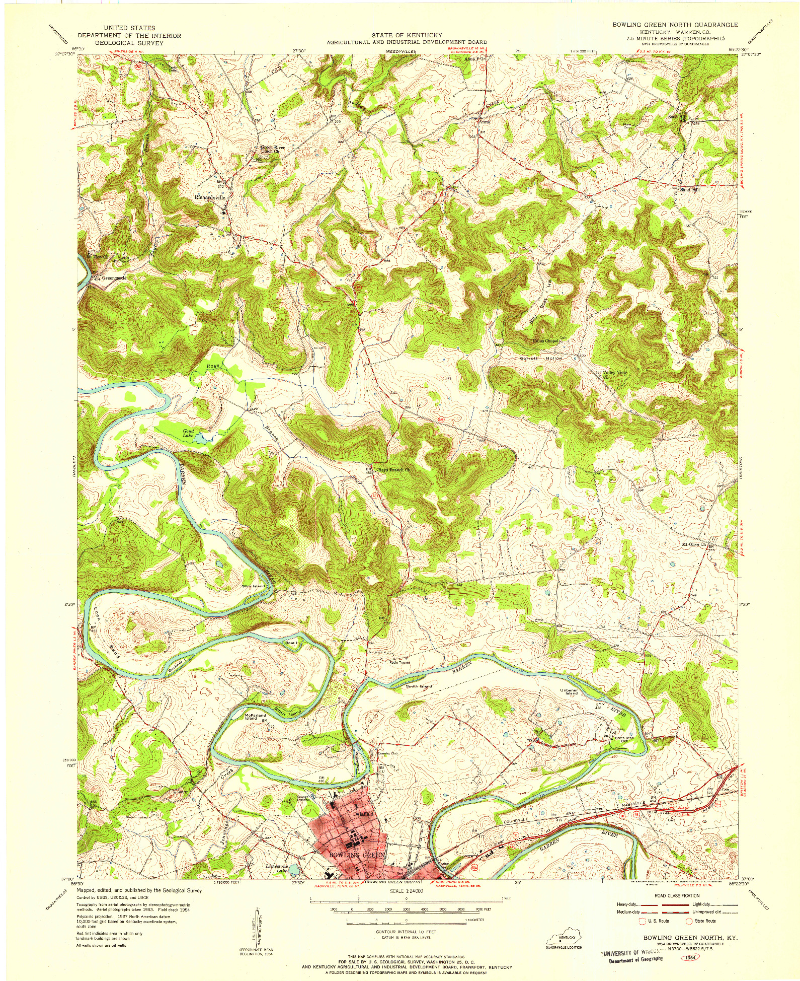 USGS 1:24000-SCALE QUADRANGLE FOR BOWLING GREEN NORTH, KY 1954