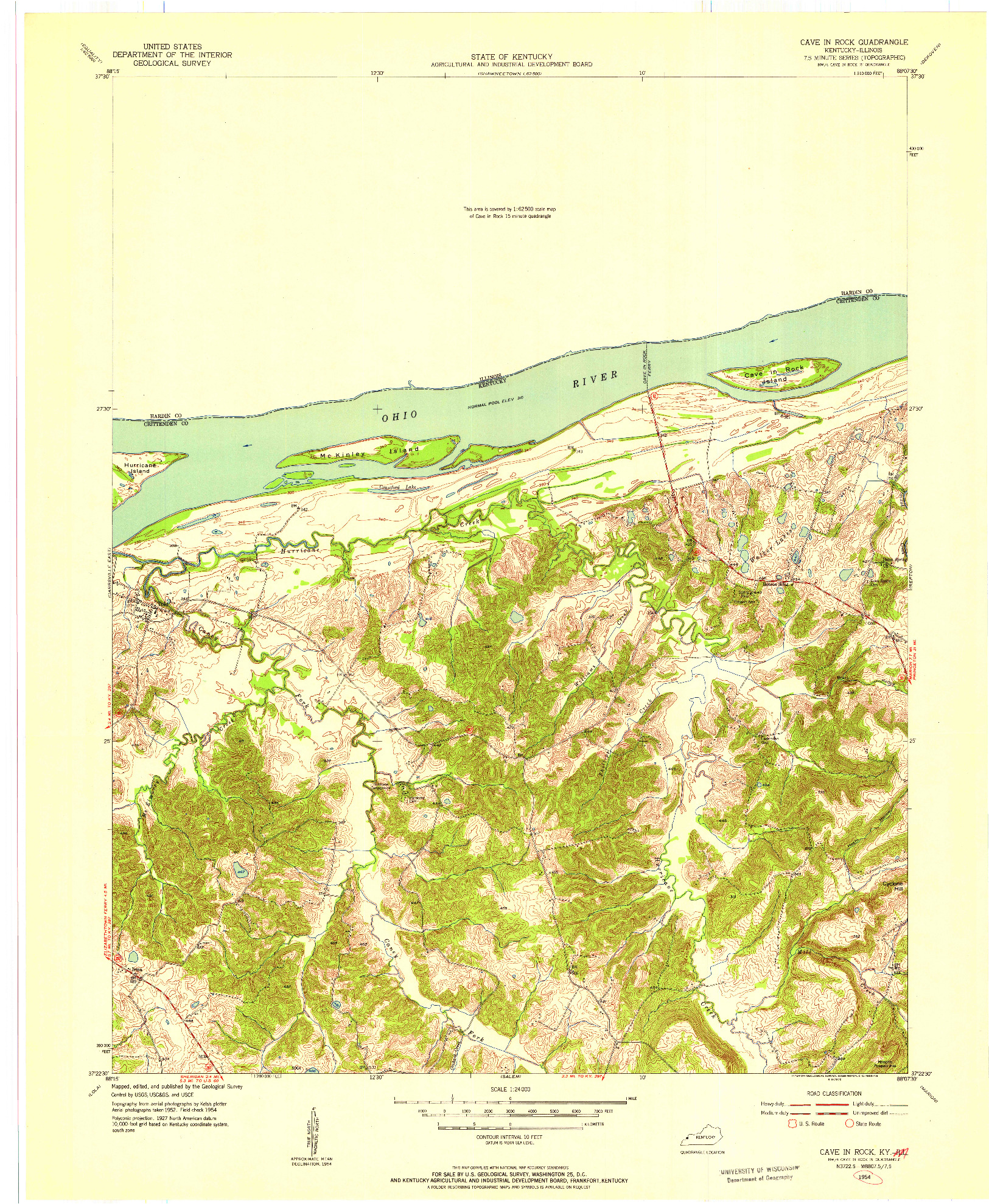 USGS 1:24000-SCALE QUADRANGLE FOR CAVE IN ROCK, KY 1954