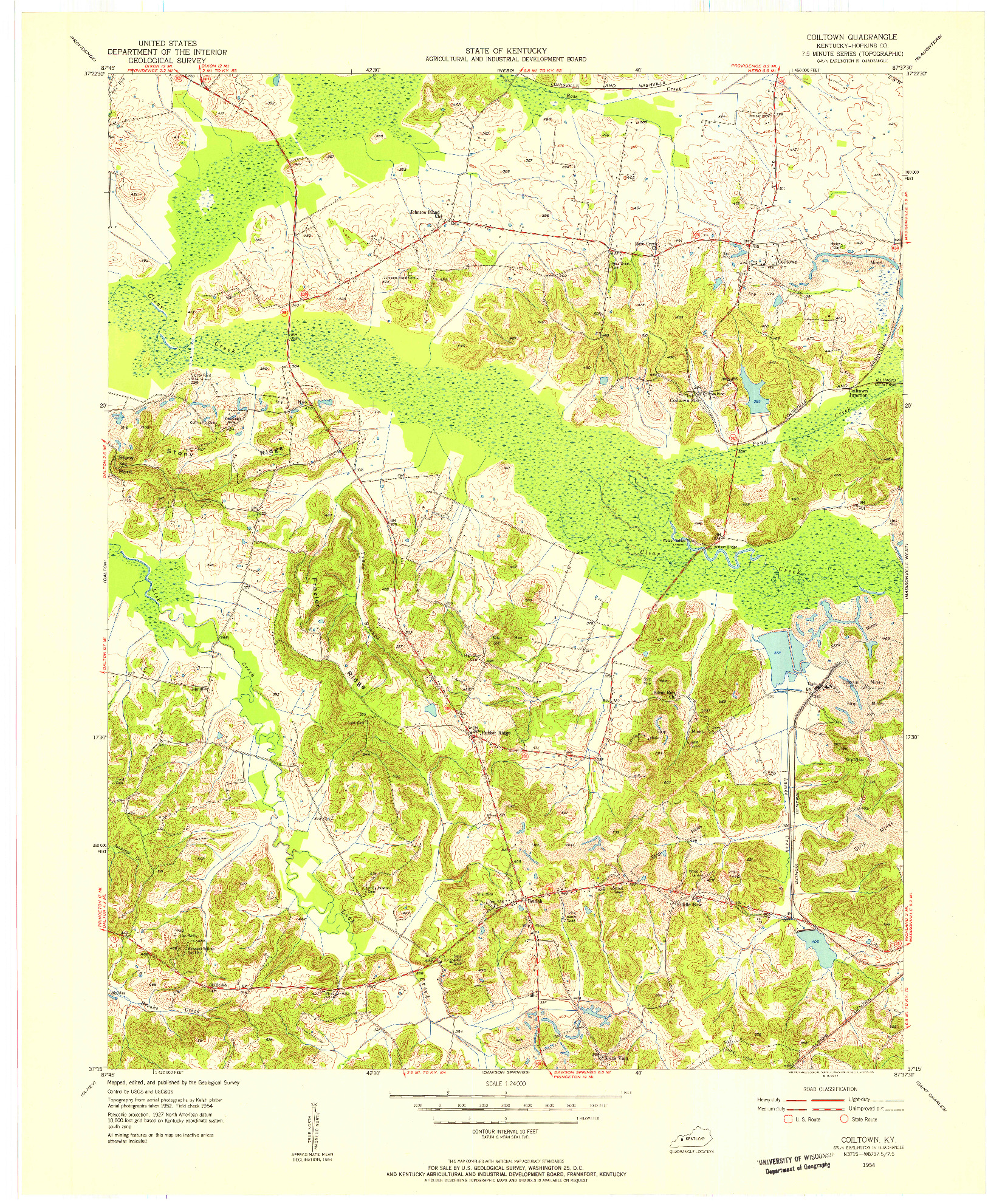 USGS 1:24000-SCALE QUADRANGLE FOR COILTOWN, KY 1954