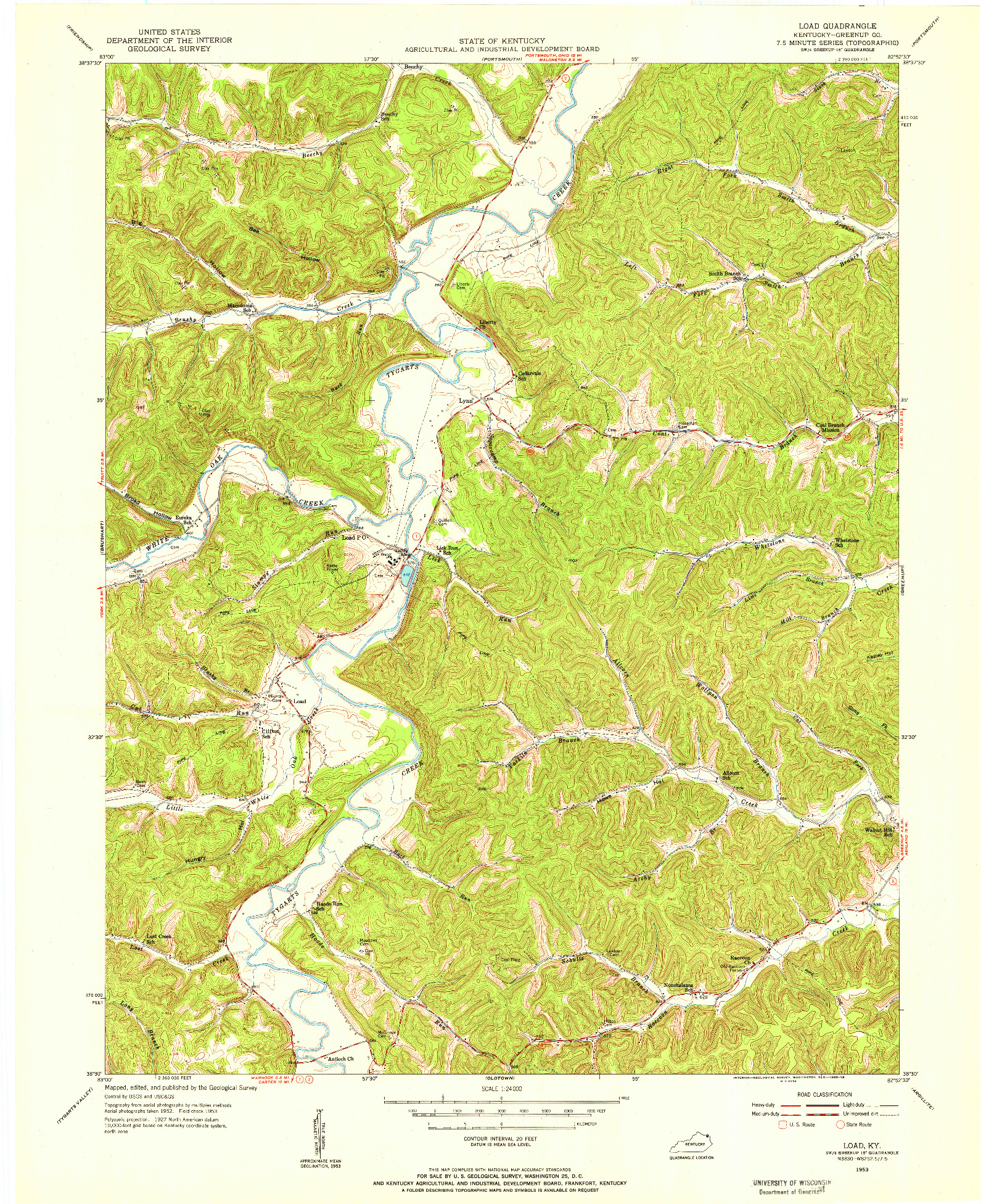 USGS 1:24000-SCALE QUADRANGLE FOR LOAD, KY 1953