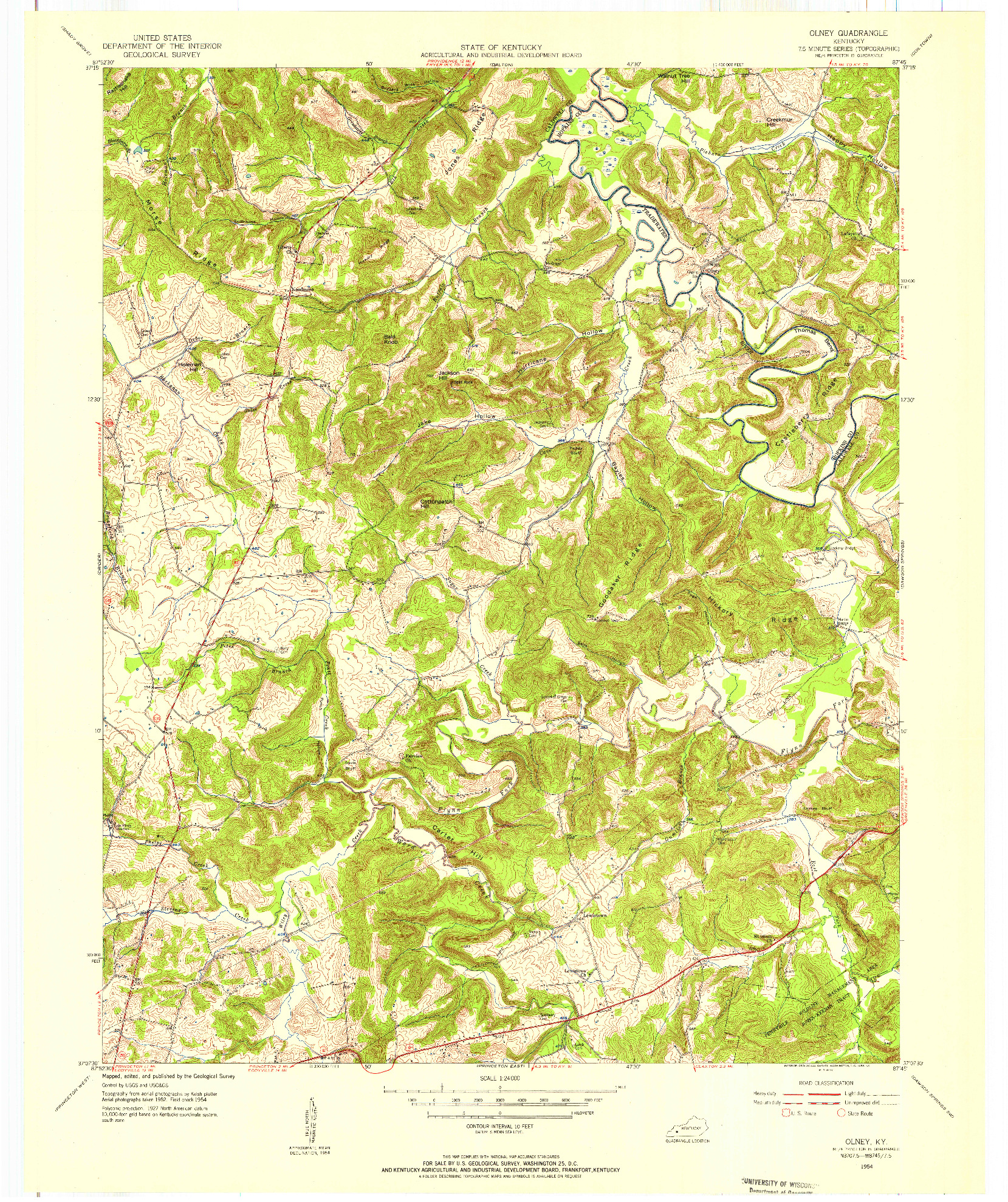 USGS 1:24000-SCALE QUADRANGLE FOR OLNEY, KY 1954