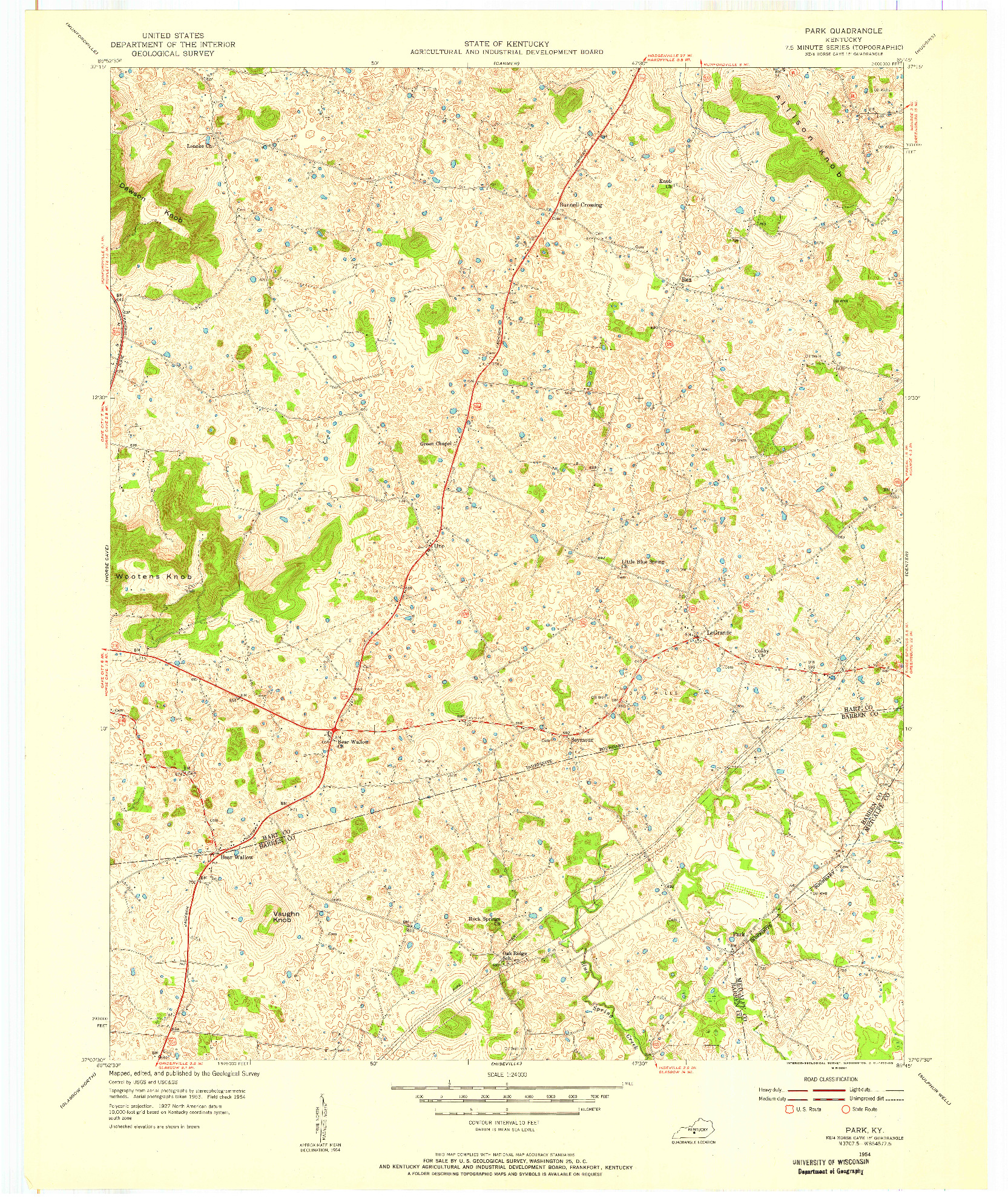 USGS 1:24000-SCALE QUADRANGLE FOR PARK, KY 1954