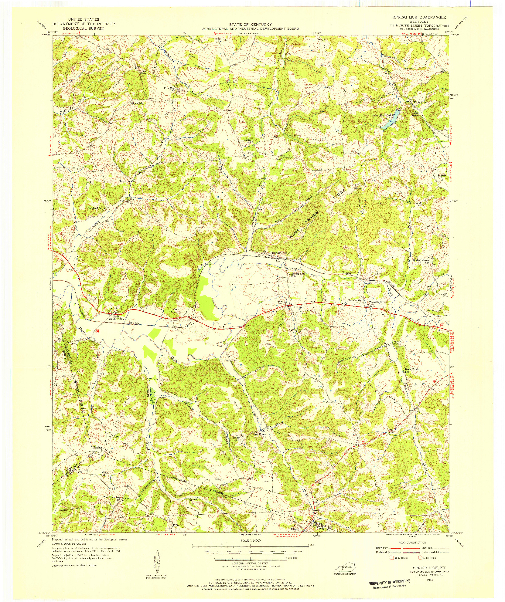 USGS 1:24000-SCALE QUADRANGLE FOR SPRING LICK, KY 1954