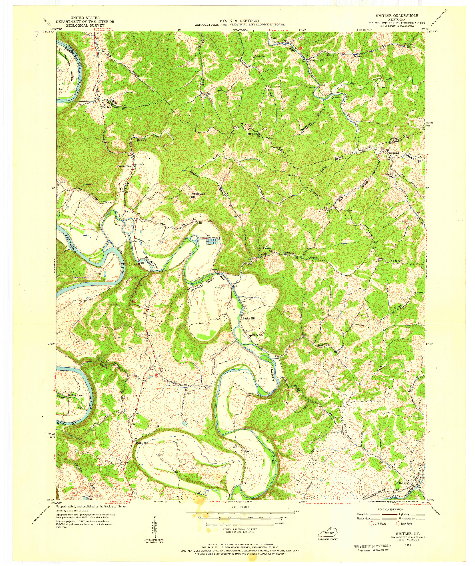 USGS 1:24000-SCALE QUADRANGLE FOR SWITZER, KY 1954