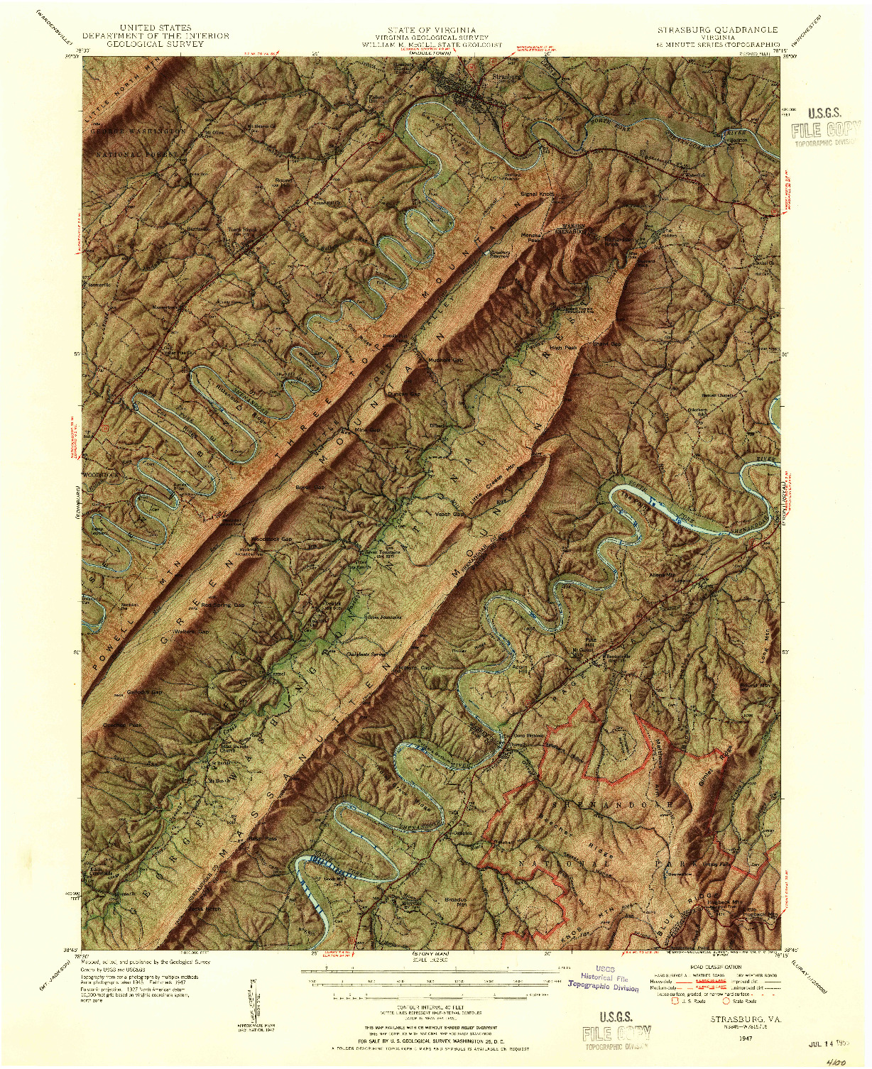 USGS 1:62500-SCALE QUADRANGLE FOR STRASBURG, VA 1947