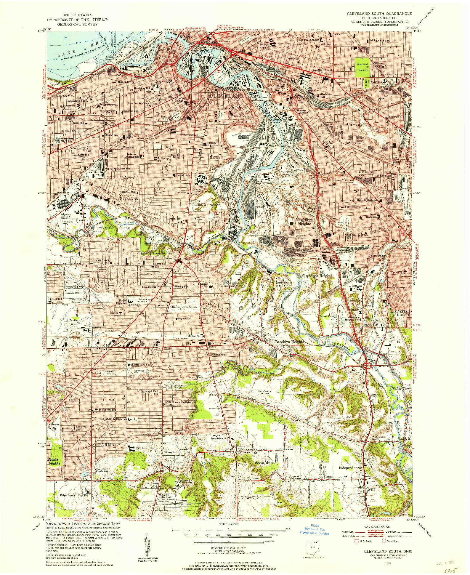 USGS 1:24000-SCALE QUADRANGLE FOR CLEVELAND SOUTH, OH 1953