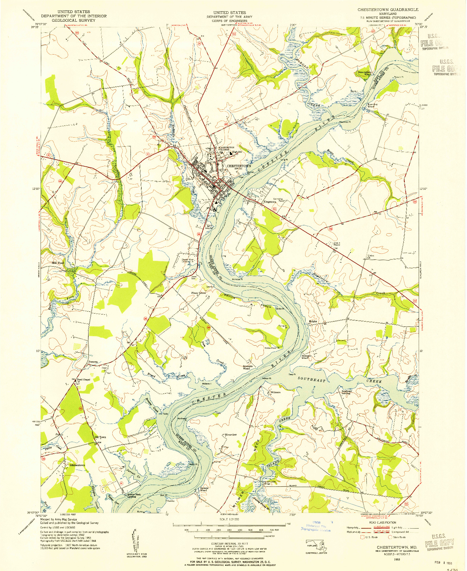 USGS 1:24000-SCALE QUADRANGLE FOR CHESTERTOWN, MD 1953