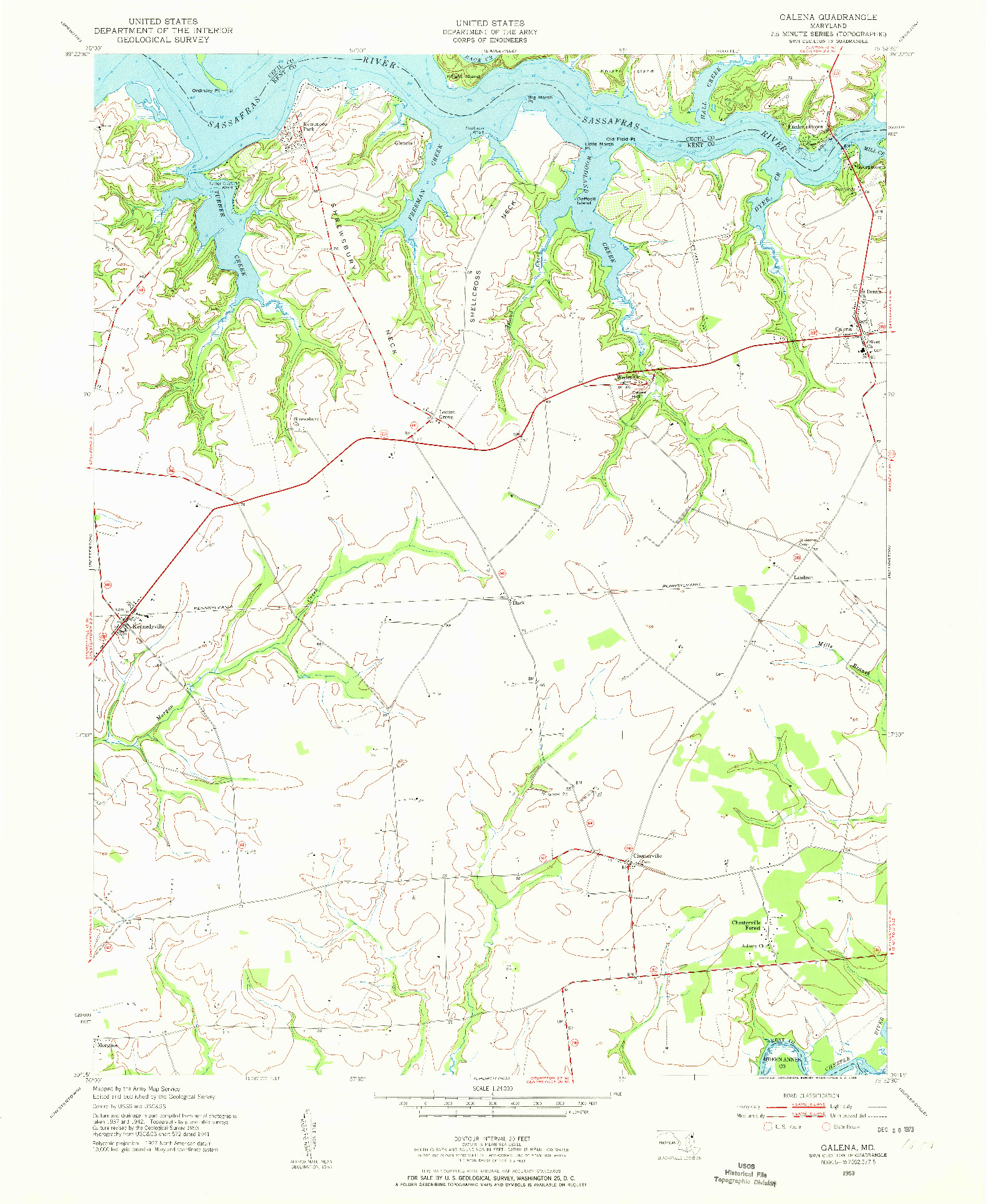 USGS 1:24000-SCALE QUADRANGLE FOR GALENA, MD 1953