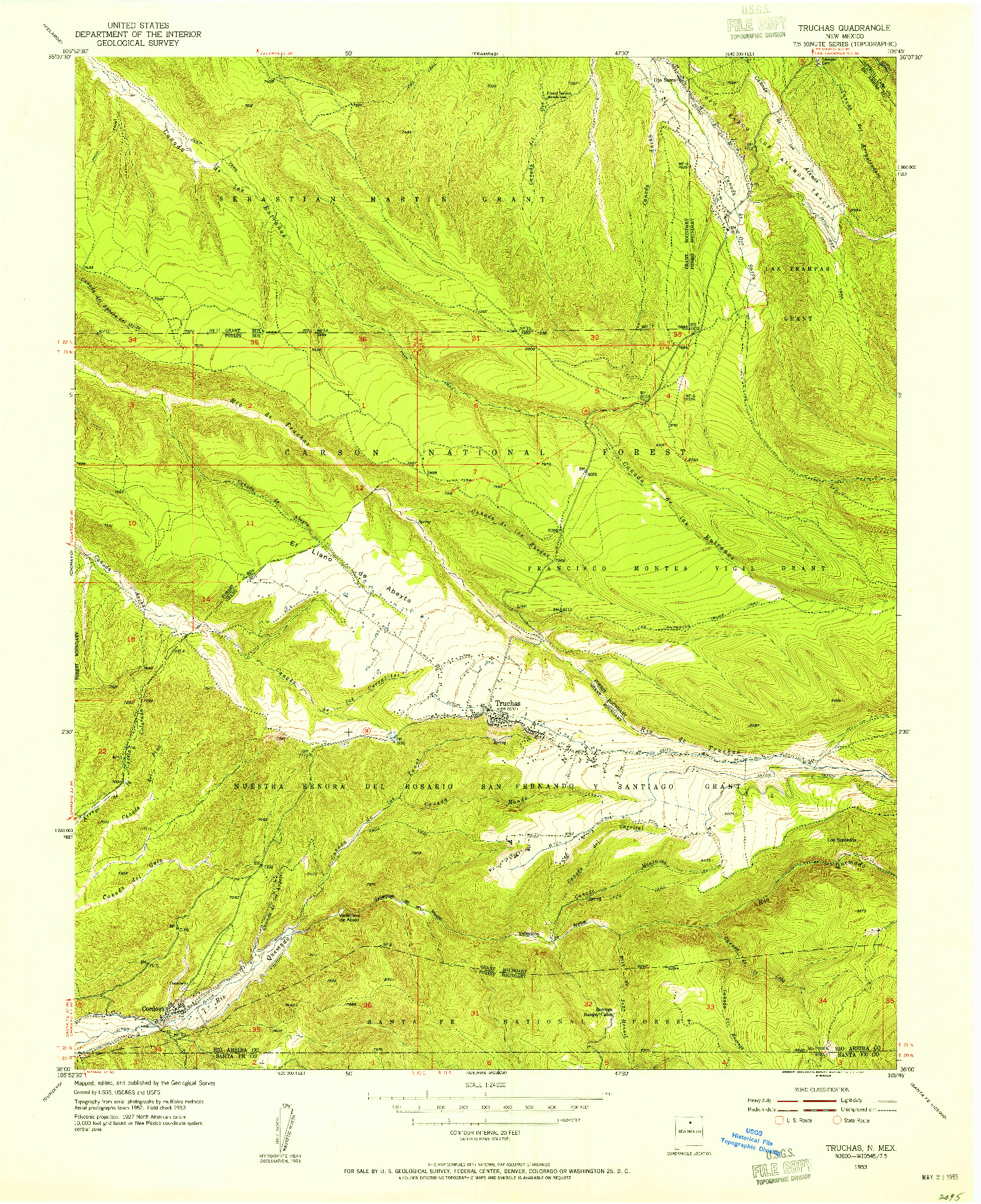 USGS 1:24000-SCALE QUADRANGLE FOR TRUCHAS, NM 1953