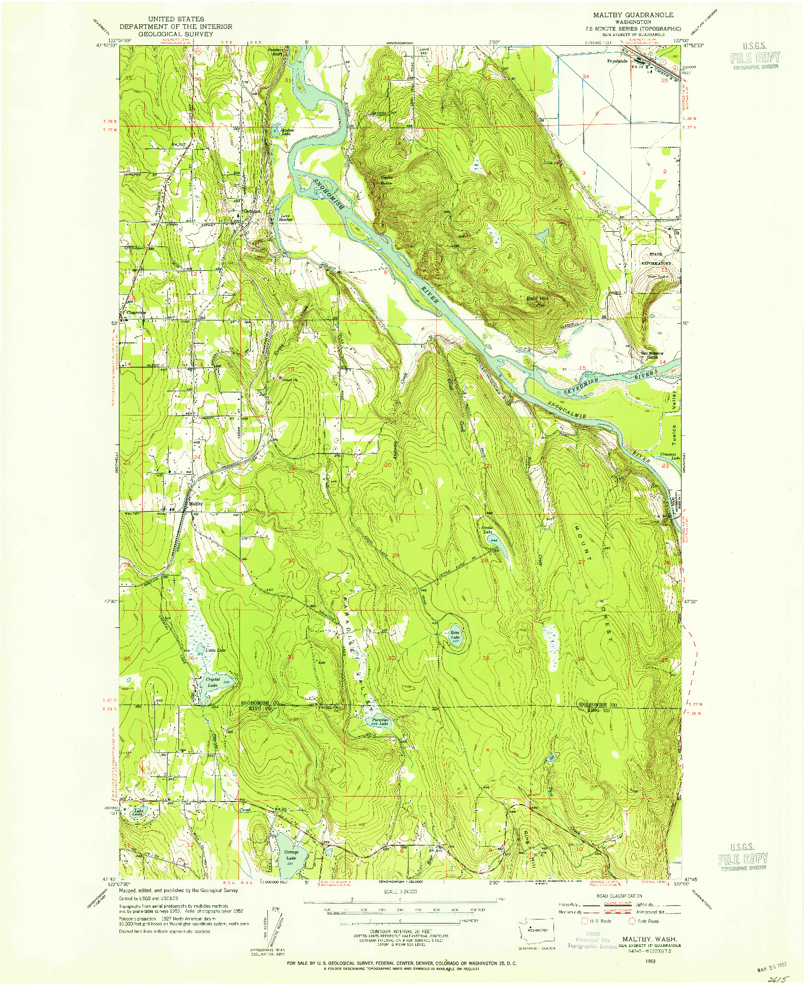 USGS 1:24000-SCALE QUADRANGLE FOR MALTBY, WA 1953