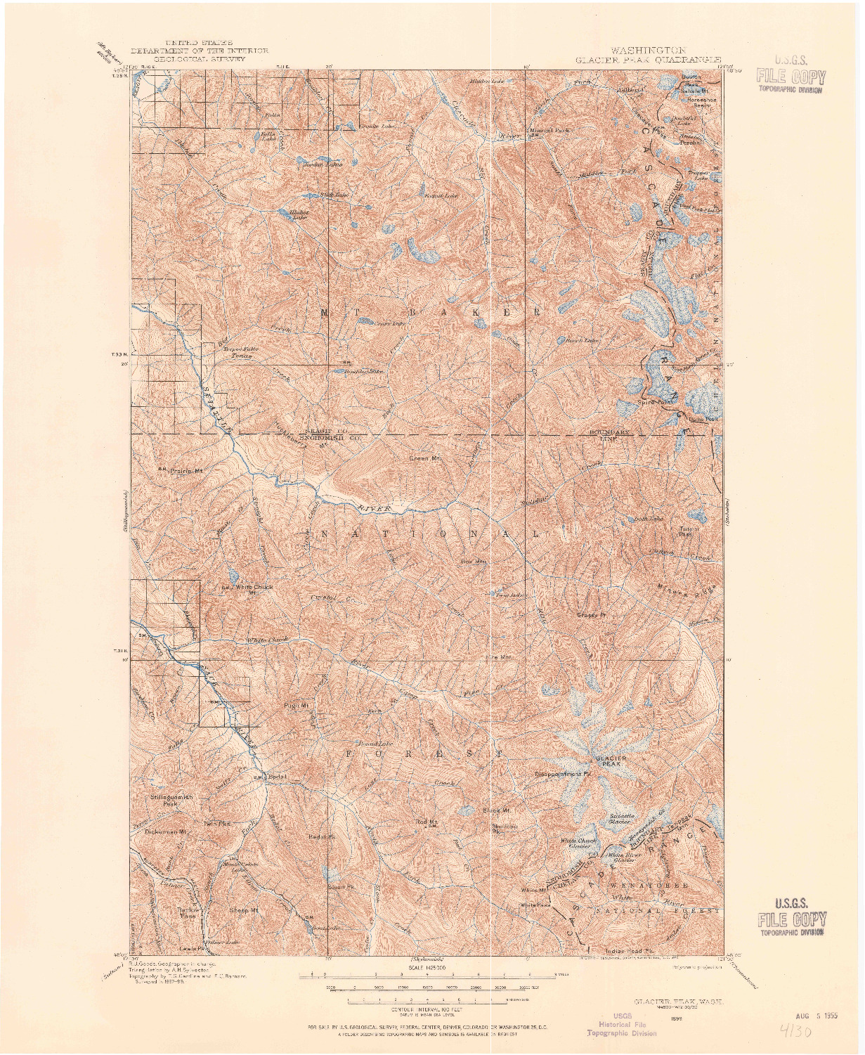 USGS 1:125000-SCALE QUADRANGLE FOR GLACIER PEAK, WA 1899