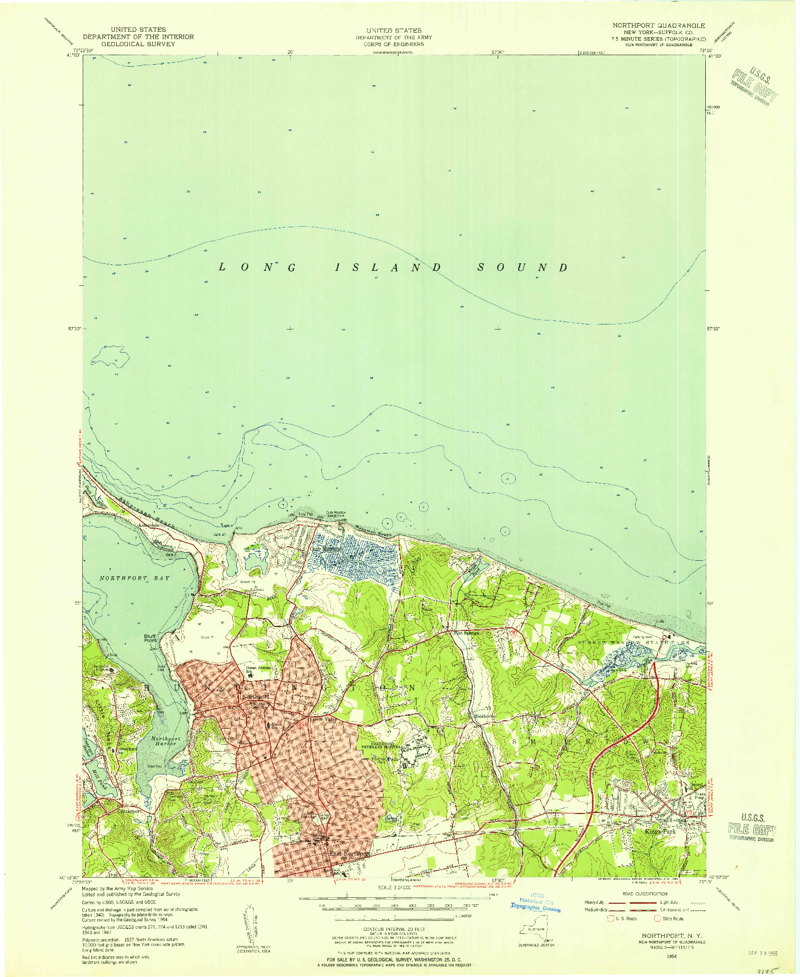 USGS 1:24000-SCALE QUADRANGLE FOR NORTHPORT, NY 1954