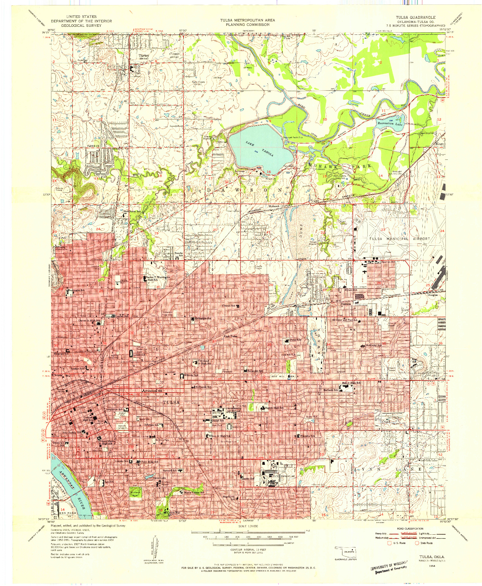USGS 1:24000-SCALE QUADRANGLE FOR TULSA, OK 1954