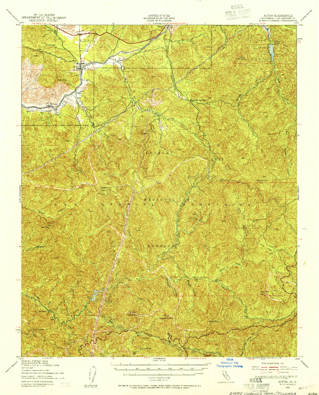 USGS 1:62500-SCALE QUADRANGLE FOR ACTON, CA 1940