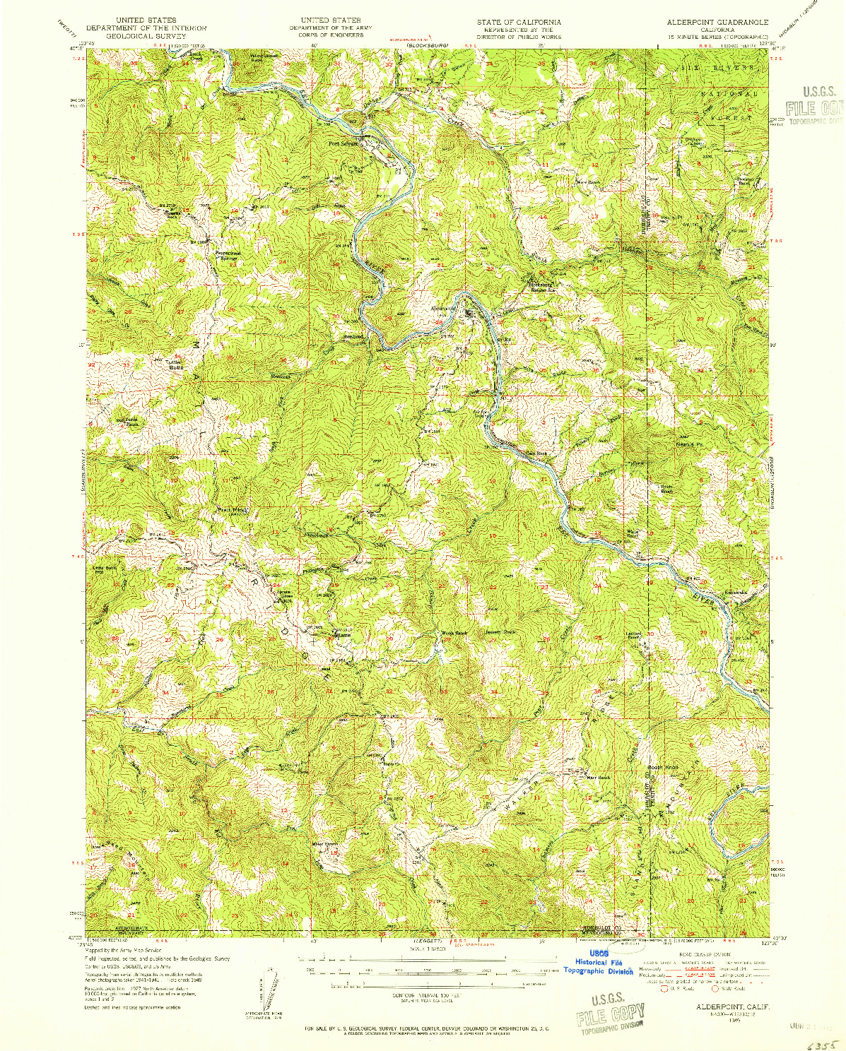 USGS 1:62500-SCALE QUADRANGLE FOR ALDERPOINT, CA 1949