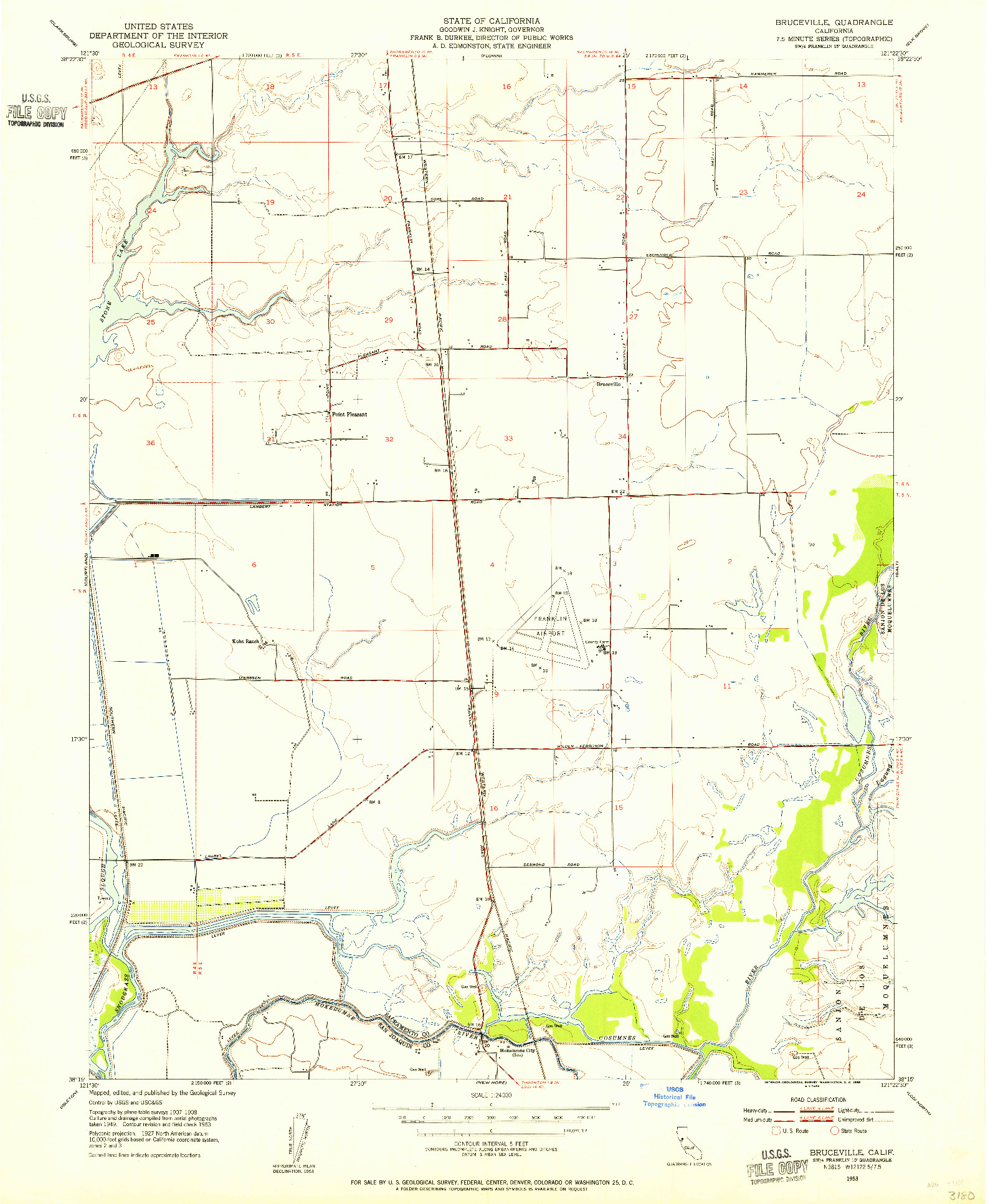 USGS 1:24000-SCALE QUADRANGLE FOR BRUCEVILLE, CA 1953