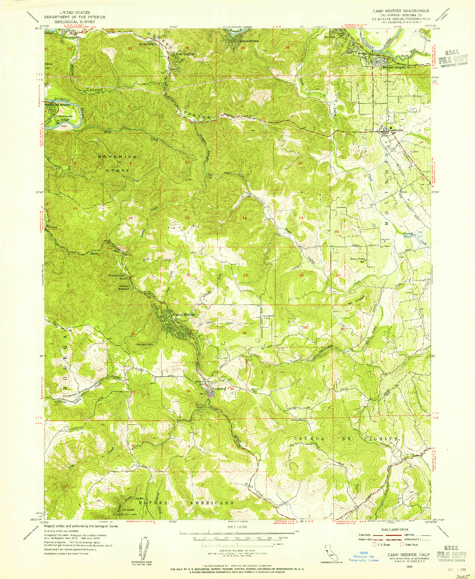 USGS 1:24000-SCALE QUADRANGLE FOR CAMP MEEKER, CA 1954
